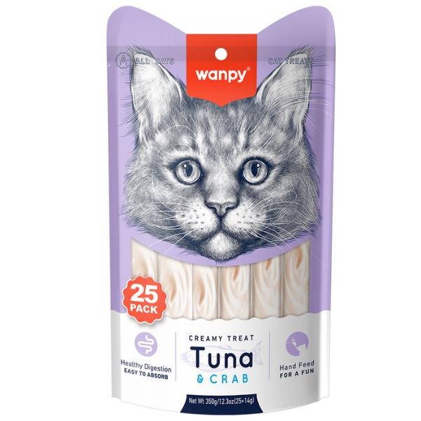 Wanpy Ton Balıklı ve Yengeçli Sıvı Kedi Ödül Maması 25x14gr