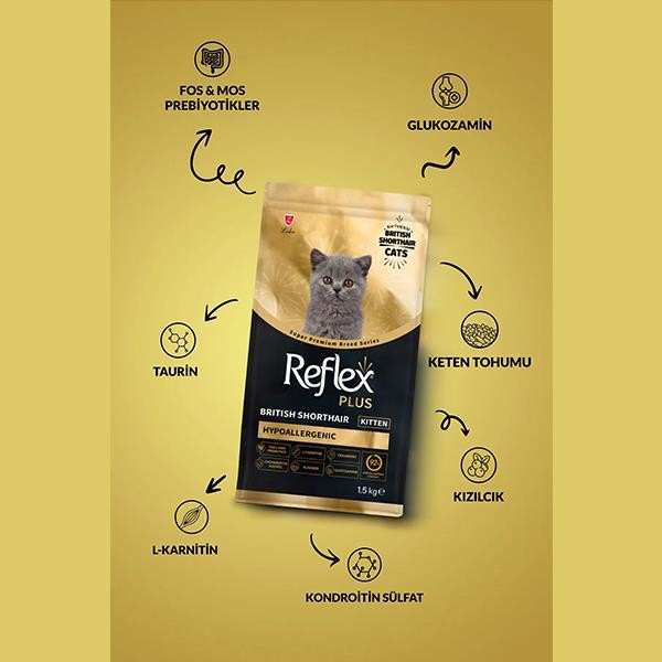 Reflex Plus Hipoalerjenik British Shorthair Yavru Kedi Maması 1,5Kg