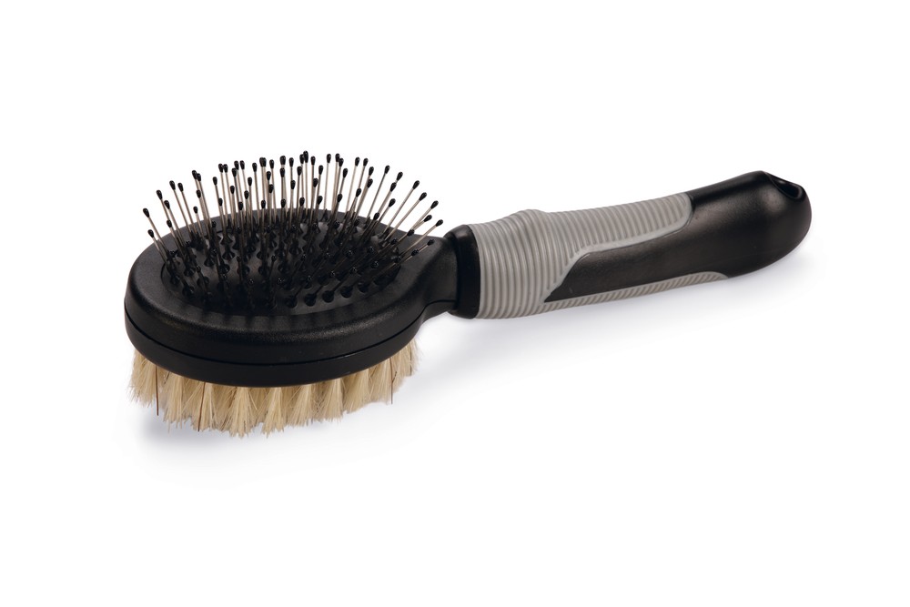 Beeztees Kısa ve Uzun Tüylü Kedi Çift Fırçası ve Tarağı, Çift Taraflı, Siyah Gri, 21cm