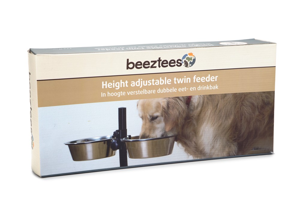 Beeztees Köpek İkili Mama Su Kabı, Ayaklı, Paslamaz Çelik, 28cm, 2x4,5L