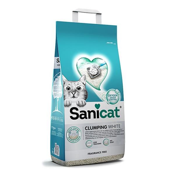 Sanicat Clumping White Cotton Fresh Oksijen Kontrol Kedi Kumu 10Lt