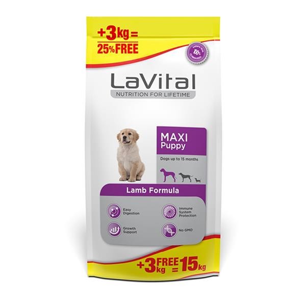 LaVital Maxi Puppy Kuzu Etli Yavru Köpek Maması 12+3Kg