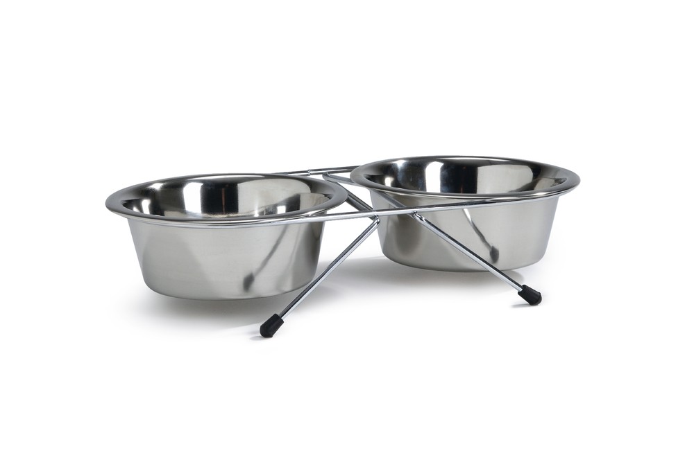 Beeztees Köpek İkili Mama Su Kabı, Paslanmaz Çelik, 13cm, 2x450ml