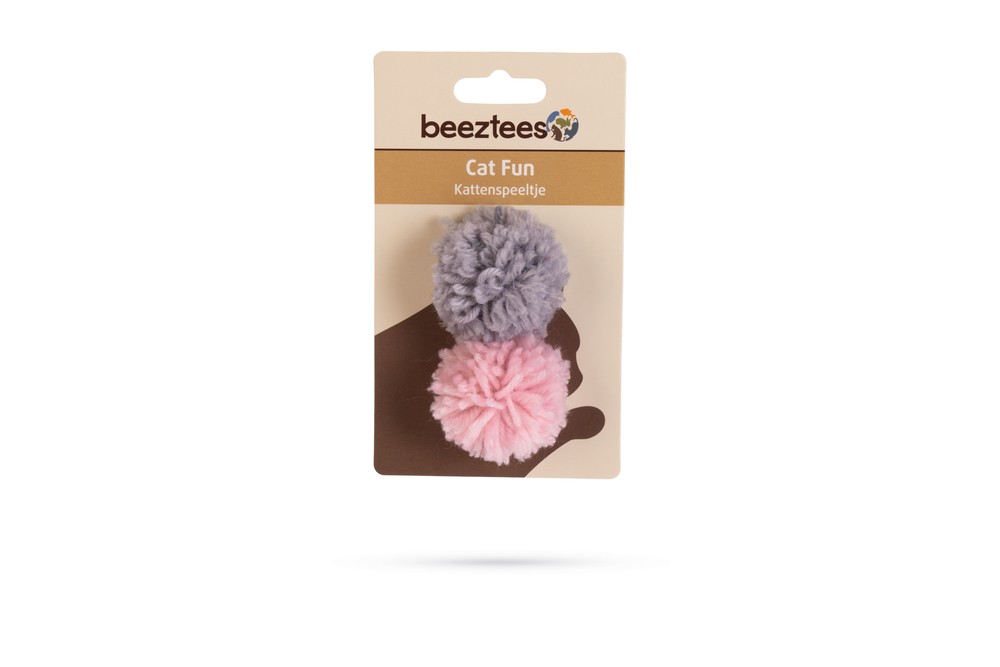 Beeztees Kedi Oyuncağı, Top, Yün, Pembe ve Gri, 2 Adet, 4cm