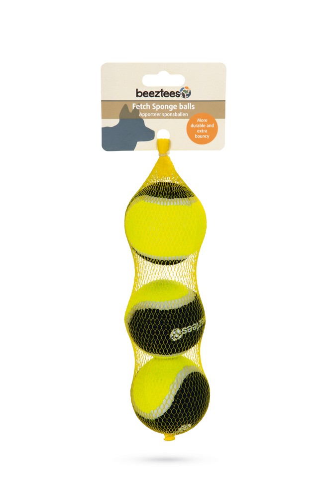 Beeztees Köpek Oyuncağı, Tenis Topu, Siyah/Sarı, 3 Adet, 6,3cm