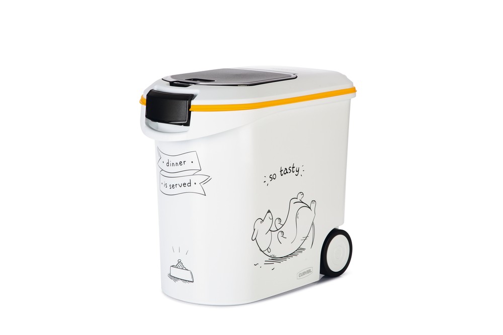 Beeztees Mama Saklama Kabı, Plastik, Tekerlekli, Özel Kapaklı, Beyaz, 35L
