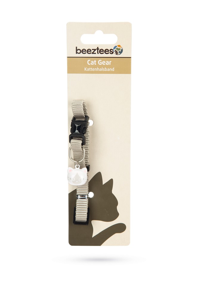 Beeztees Kedi Boyun Tasması, Zilli, Açık Gri, 20-30cm