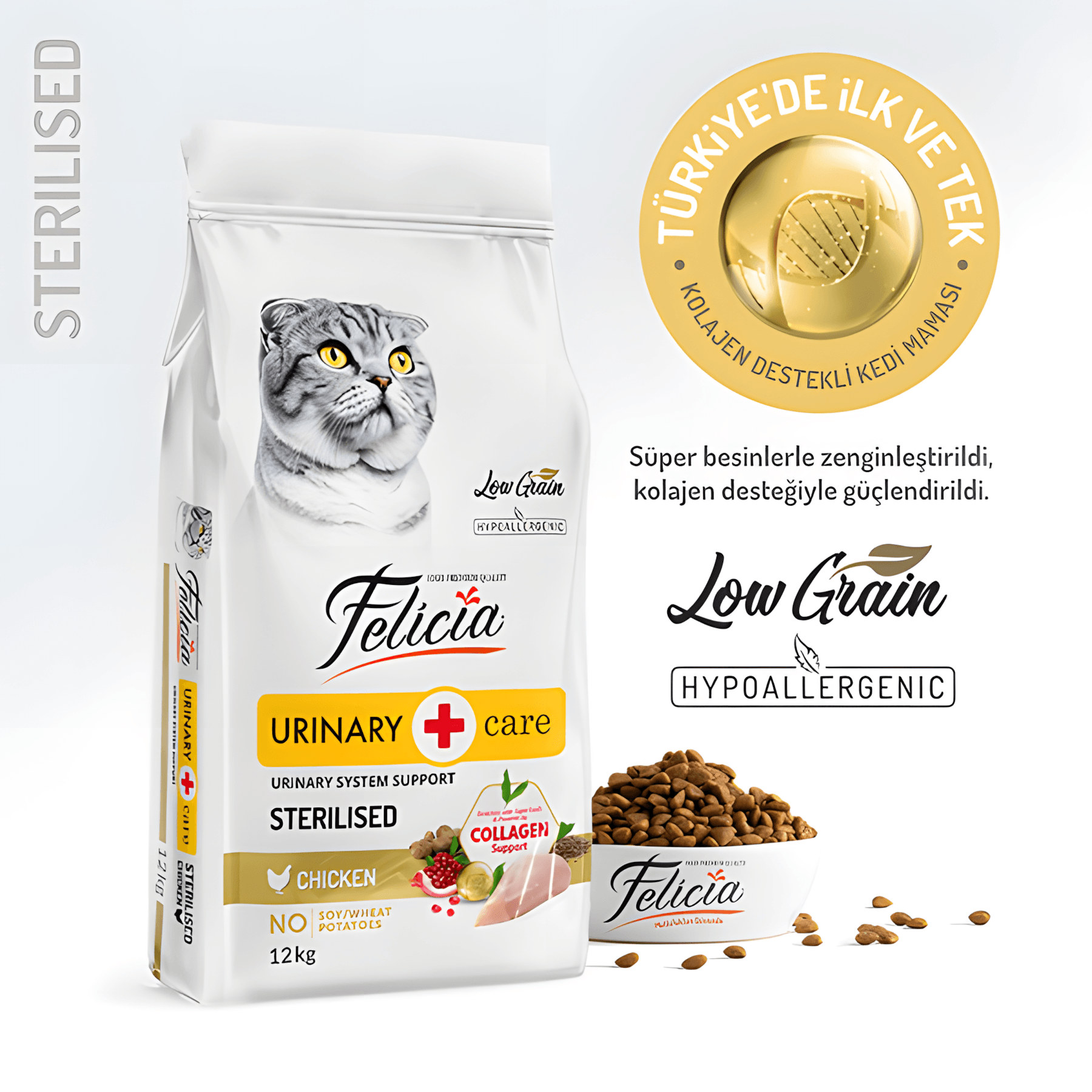 Felicia Kısırlaştırılmış Tavuklu Sterilised Kedi Maması 12 Kg