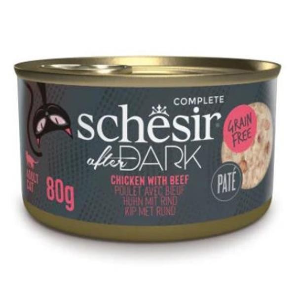 Schesir After Dark Pate Tavuklu ve Sığır Etli Konserve Kedi Maması 80gr 6lı