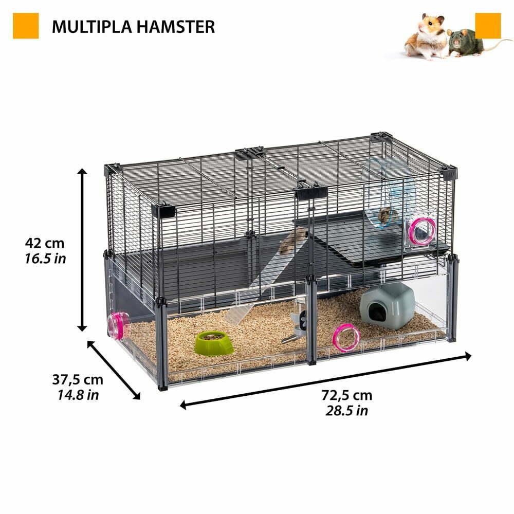 Ferplast Multipla Katlı Hamster Kafesi Siyah 72x37x42cm