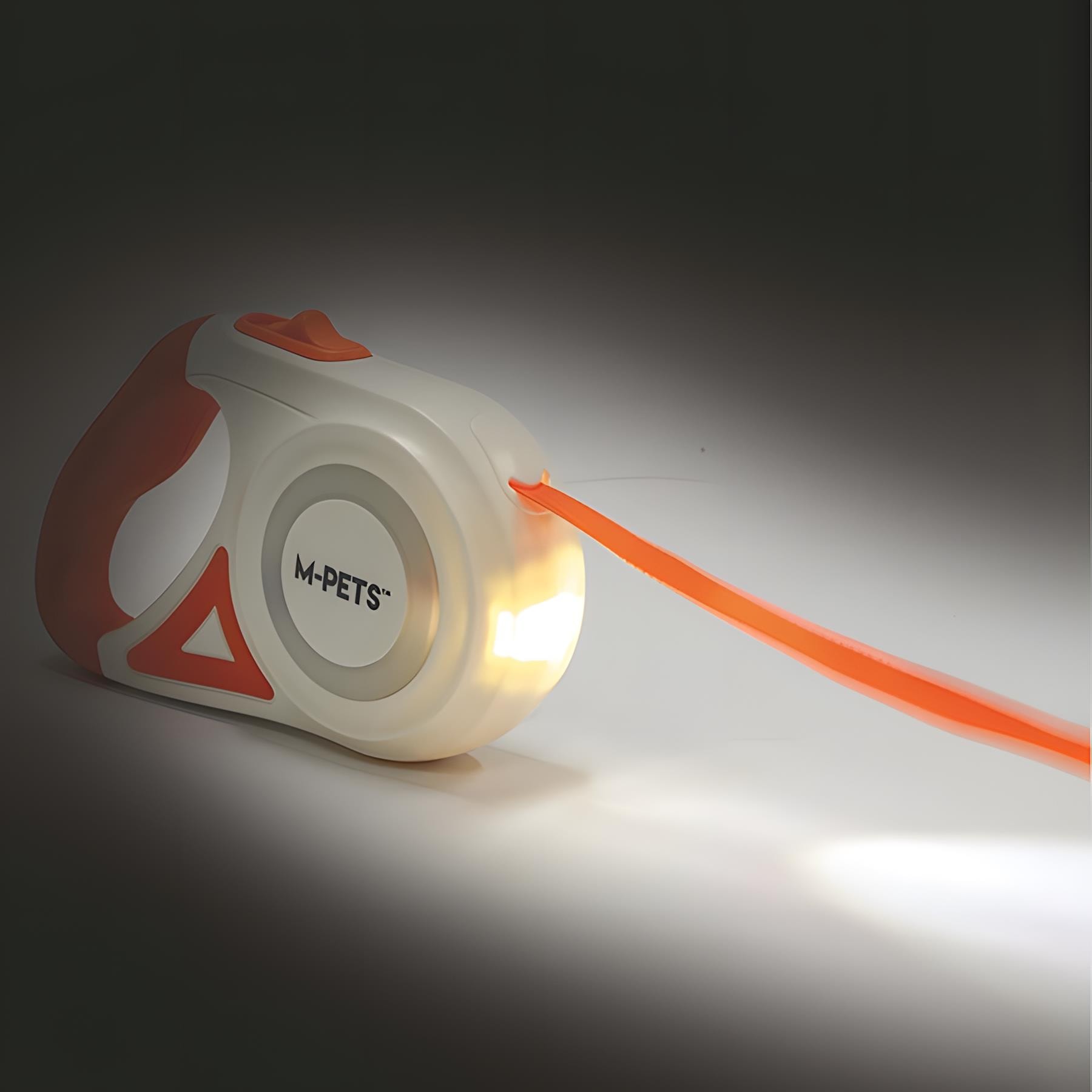 M-Pets Flash Ledli Otomatik Gezdirme Tasması Şerit 5 Metre Turuncu