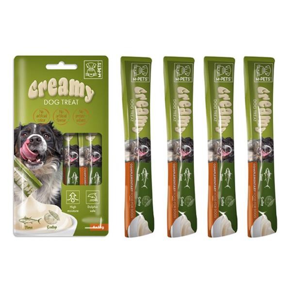 M-Pets Creamy Ton Balıklı ve Deniz Taraklı Köpek Ödülü 4x15gr