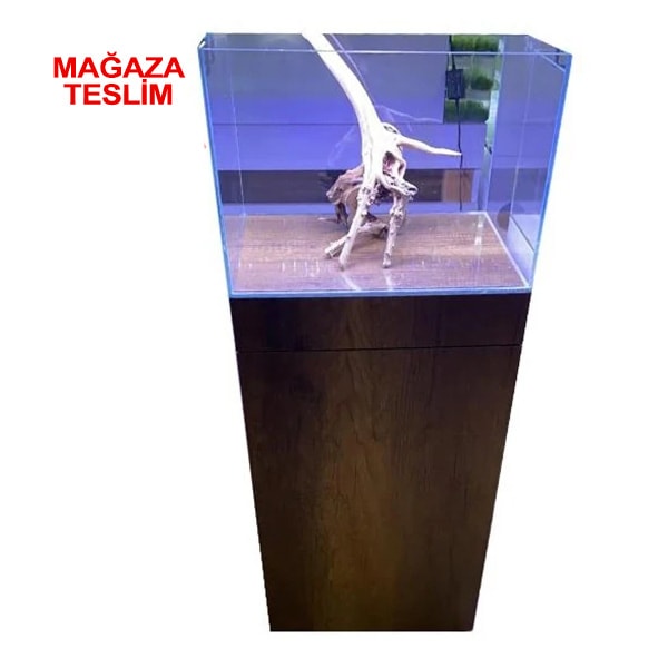 50x40x35 Cm Full Ultra Clear Rodajlı MDF Mobilyalı Cama Cam Akvaryum 6mm