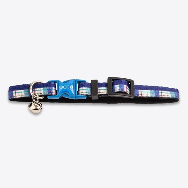 Occo Indigo Gingham Safety Kedi Boyun Tasması