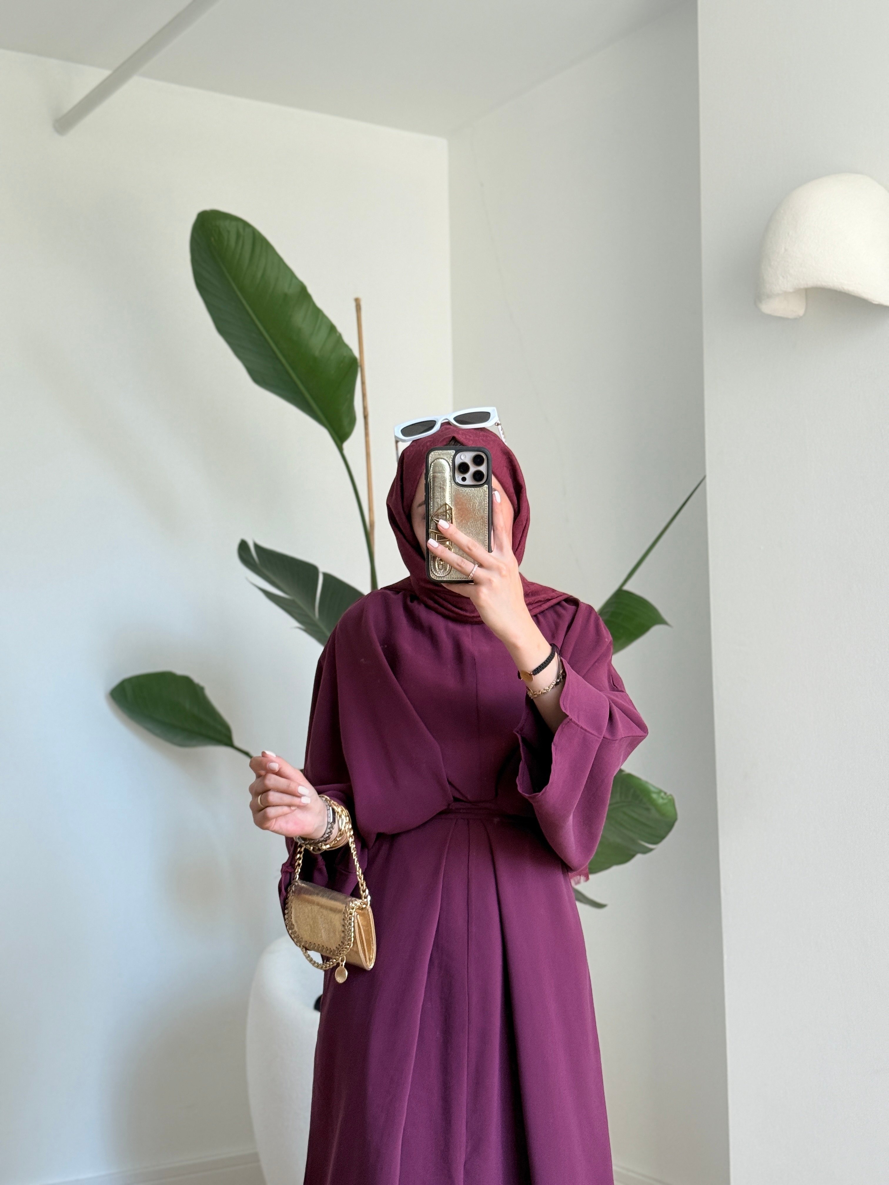 Yarasa Kol Elbise Bordo