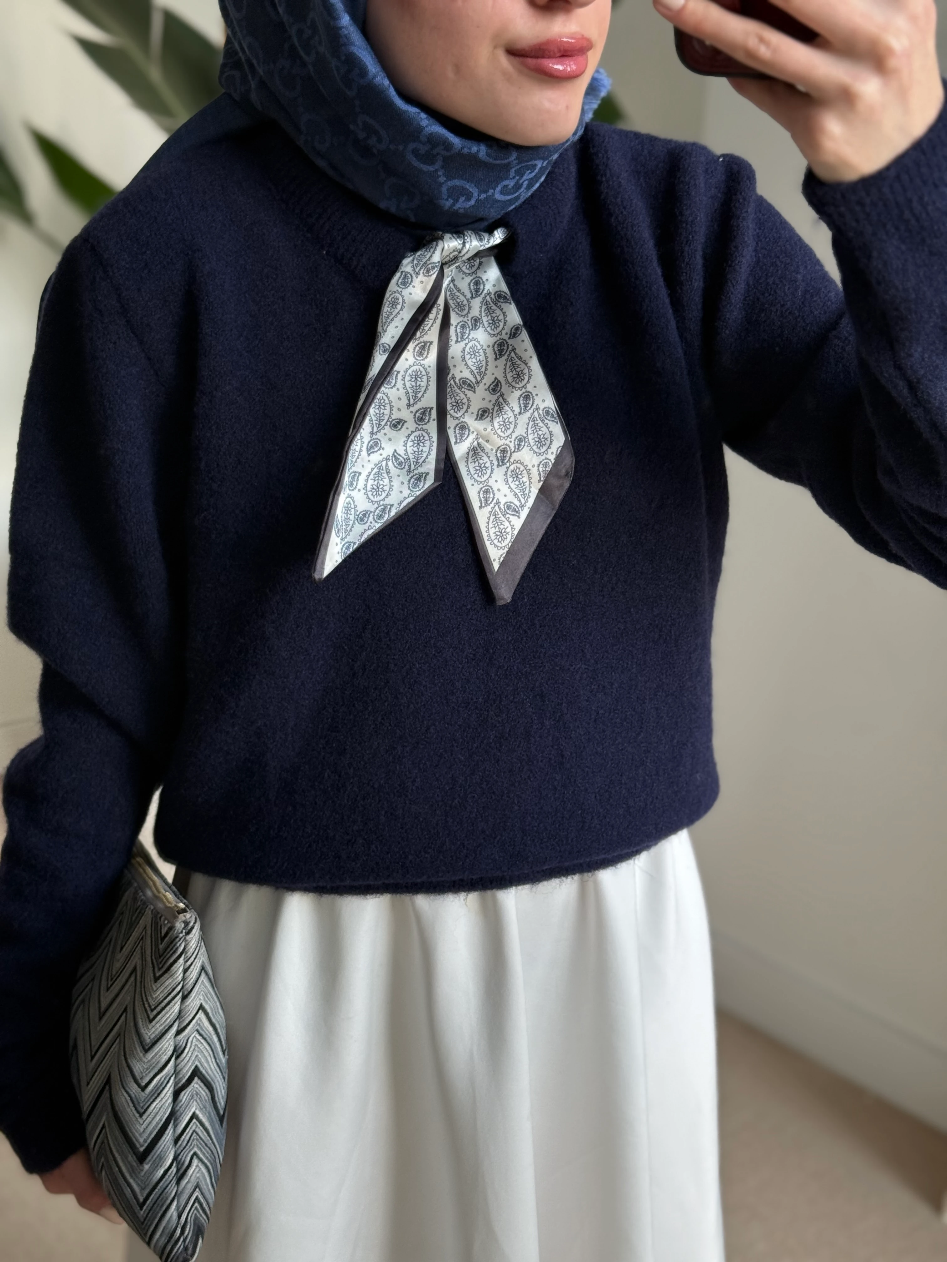 Fularlı Kazak Lacivert 