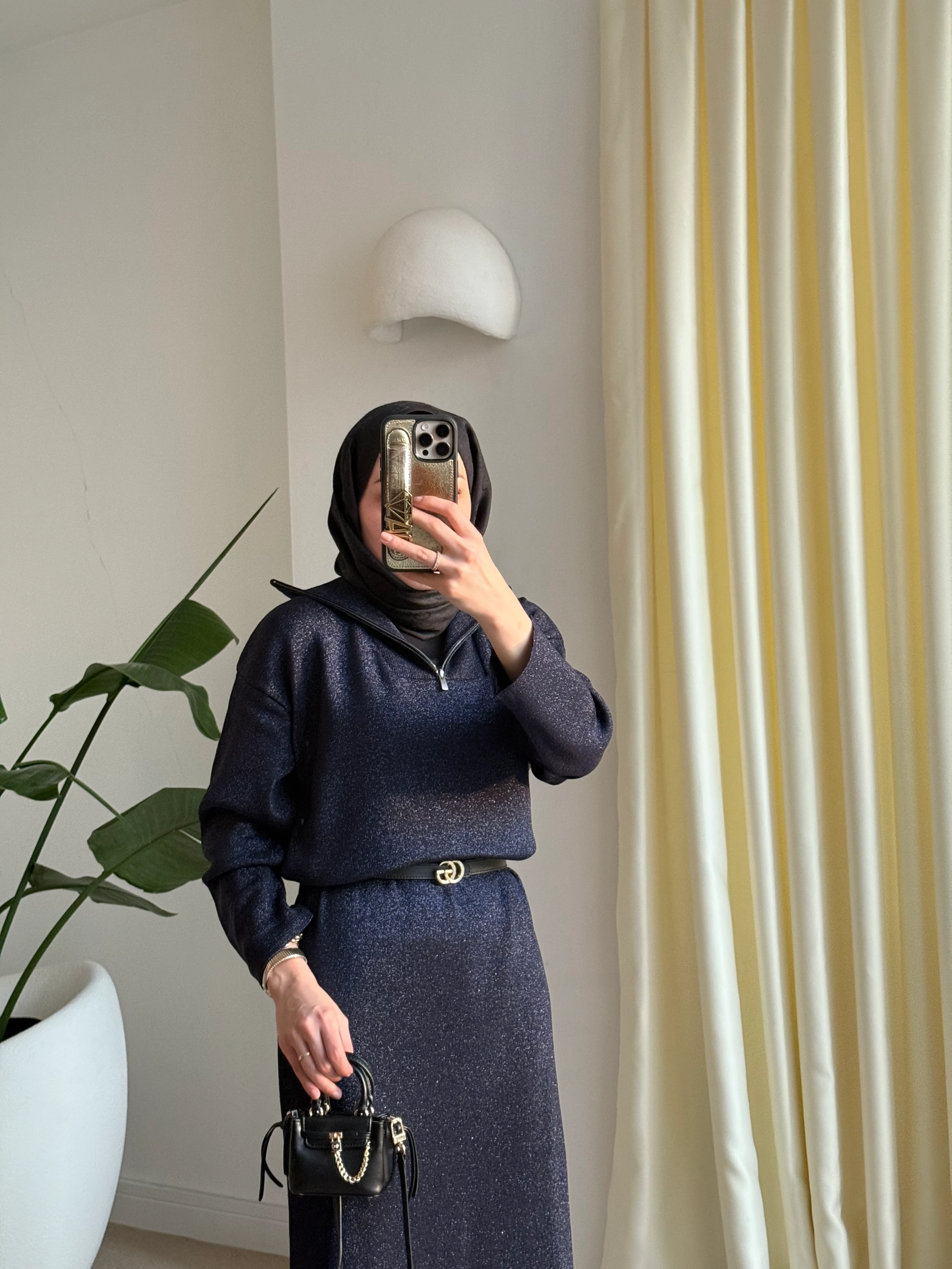 Simli Elbise Lacivert