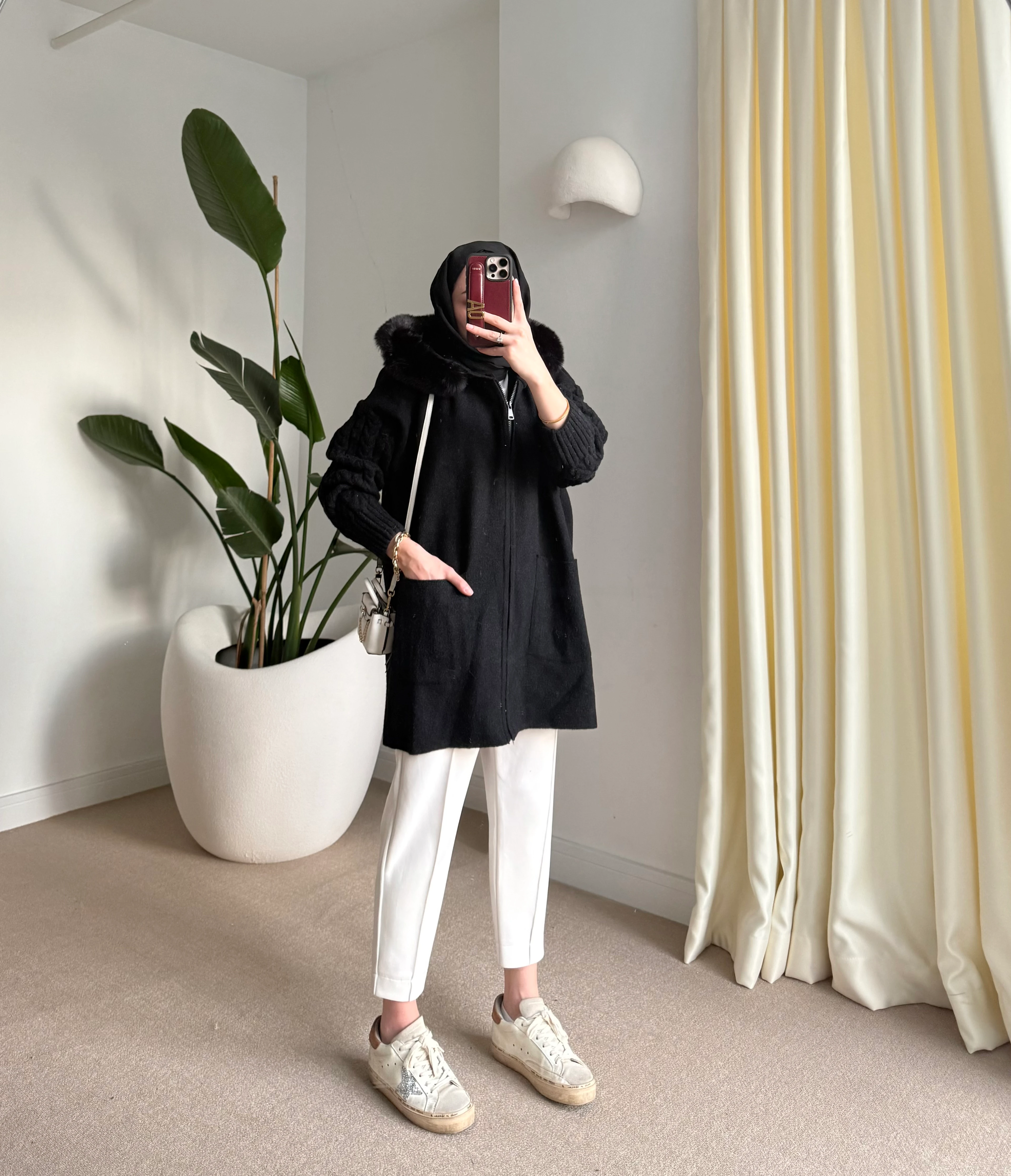 Kürklü hırka Siyah