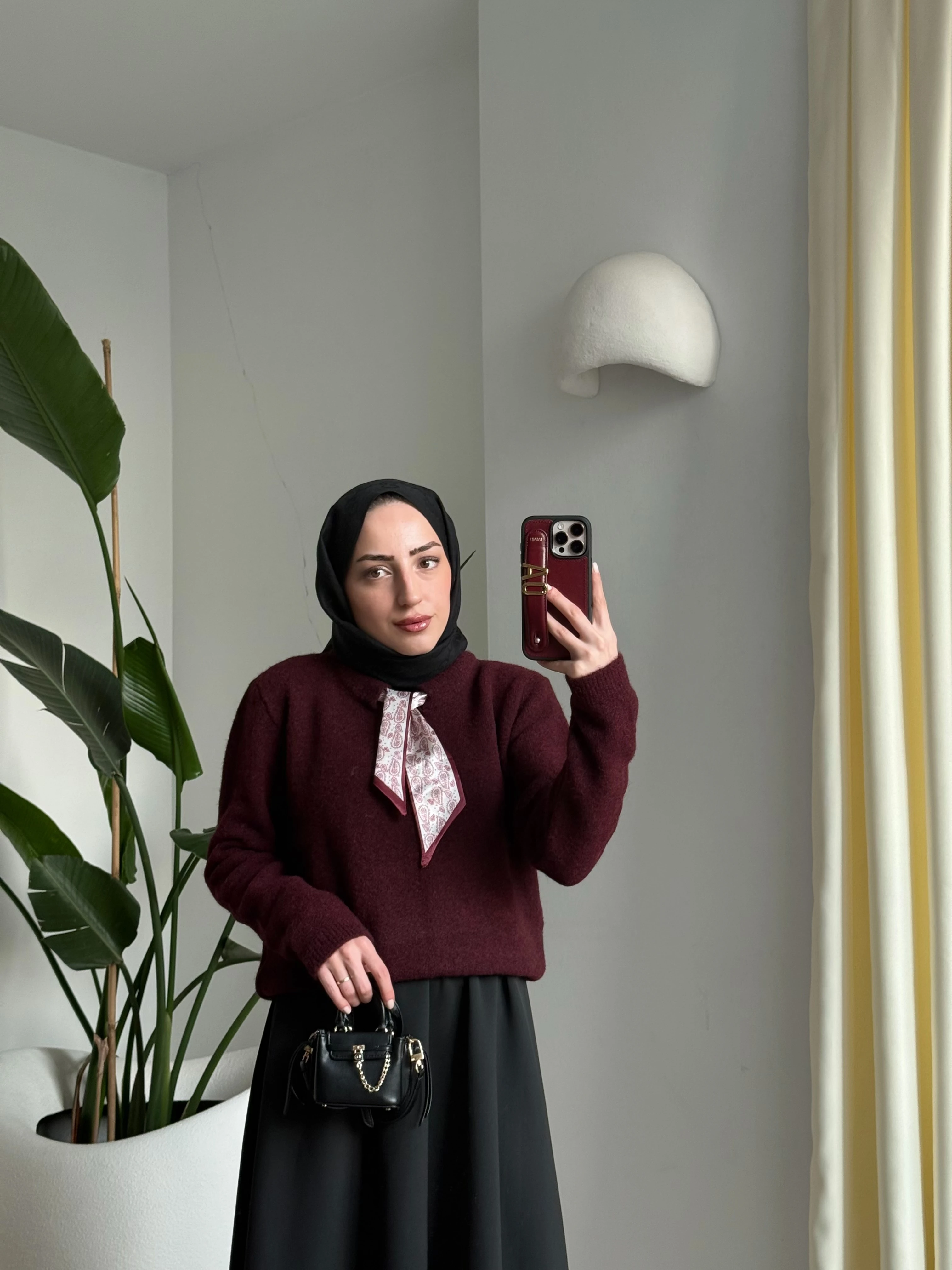 Fularlı Kazak Bordo 