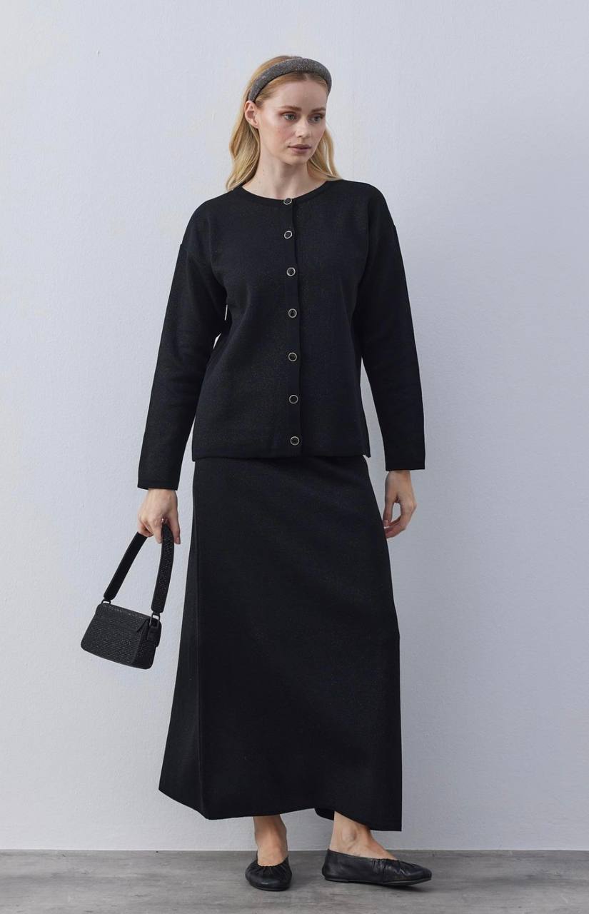 Simli Etekli Takım siyah