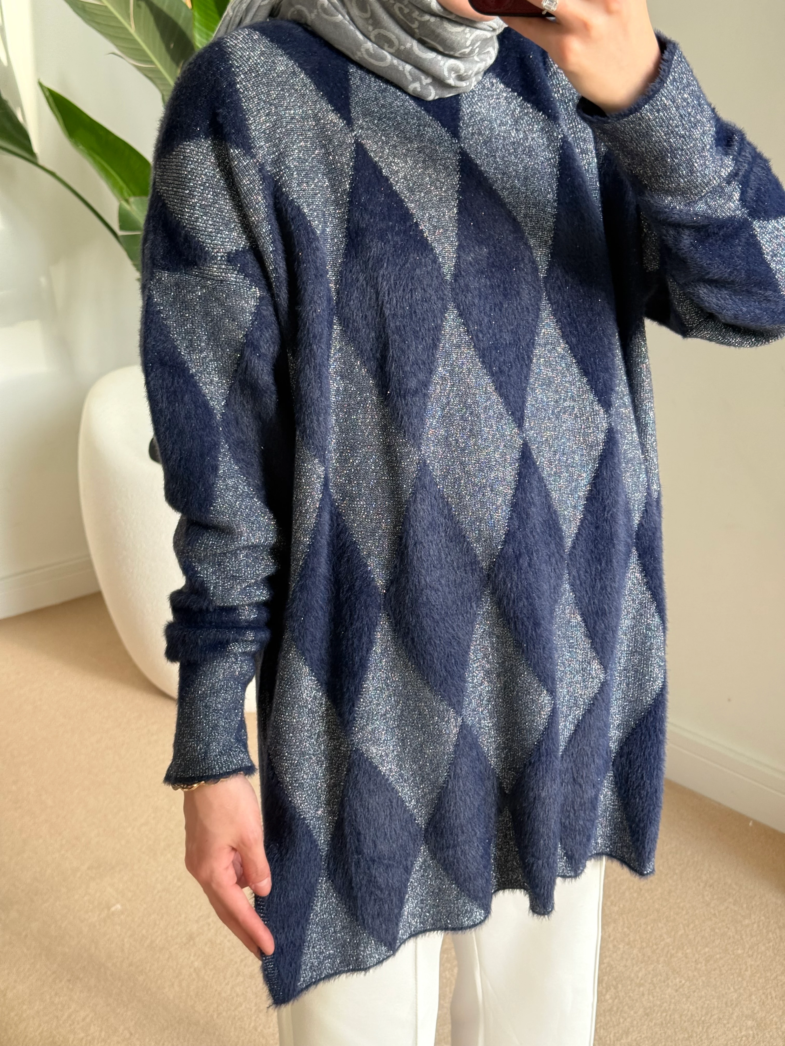 Angora baklava kazak lacivert 