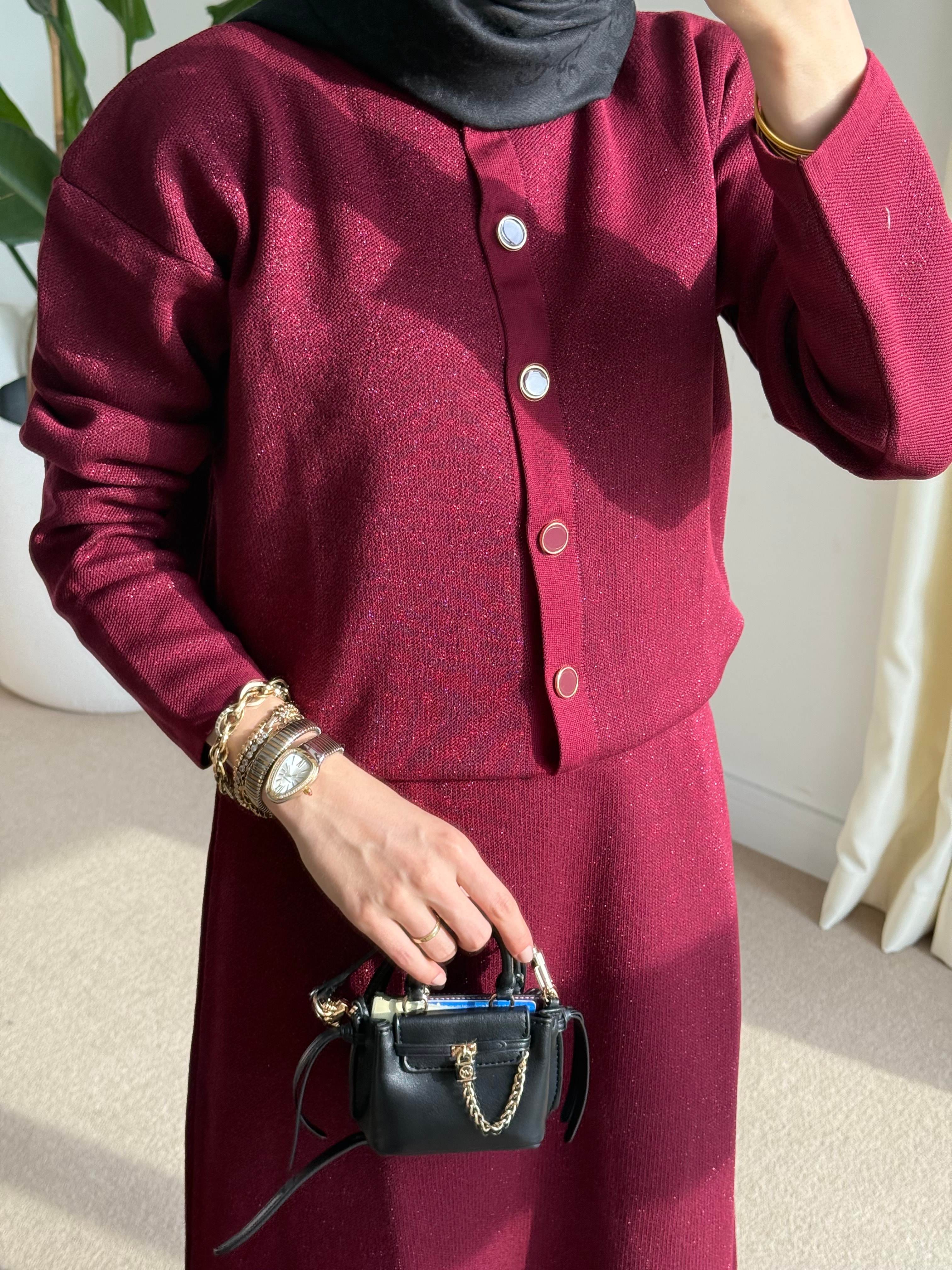 Simli Etekli Takım siyah