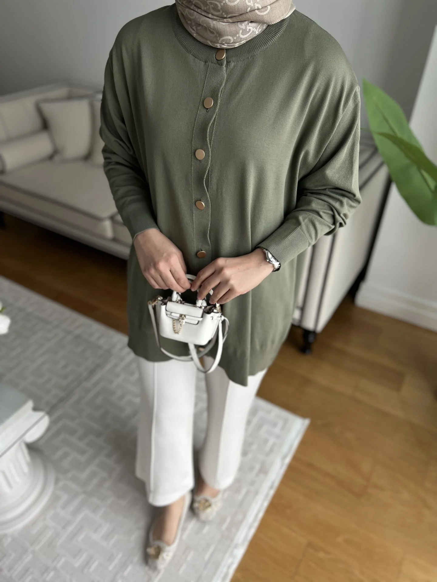 Merserize hırka Çağla yeşili