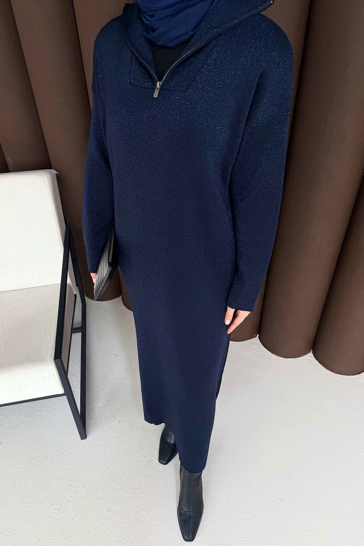 Simli Elbise Lacivert