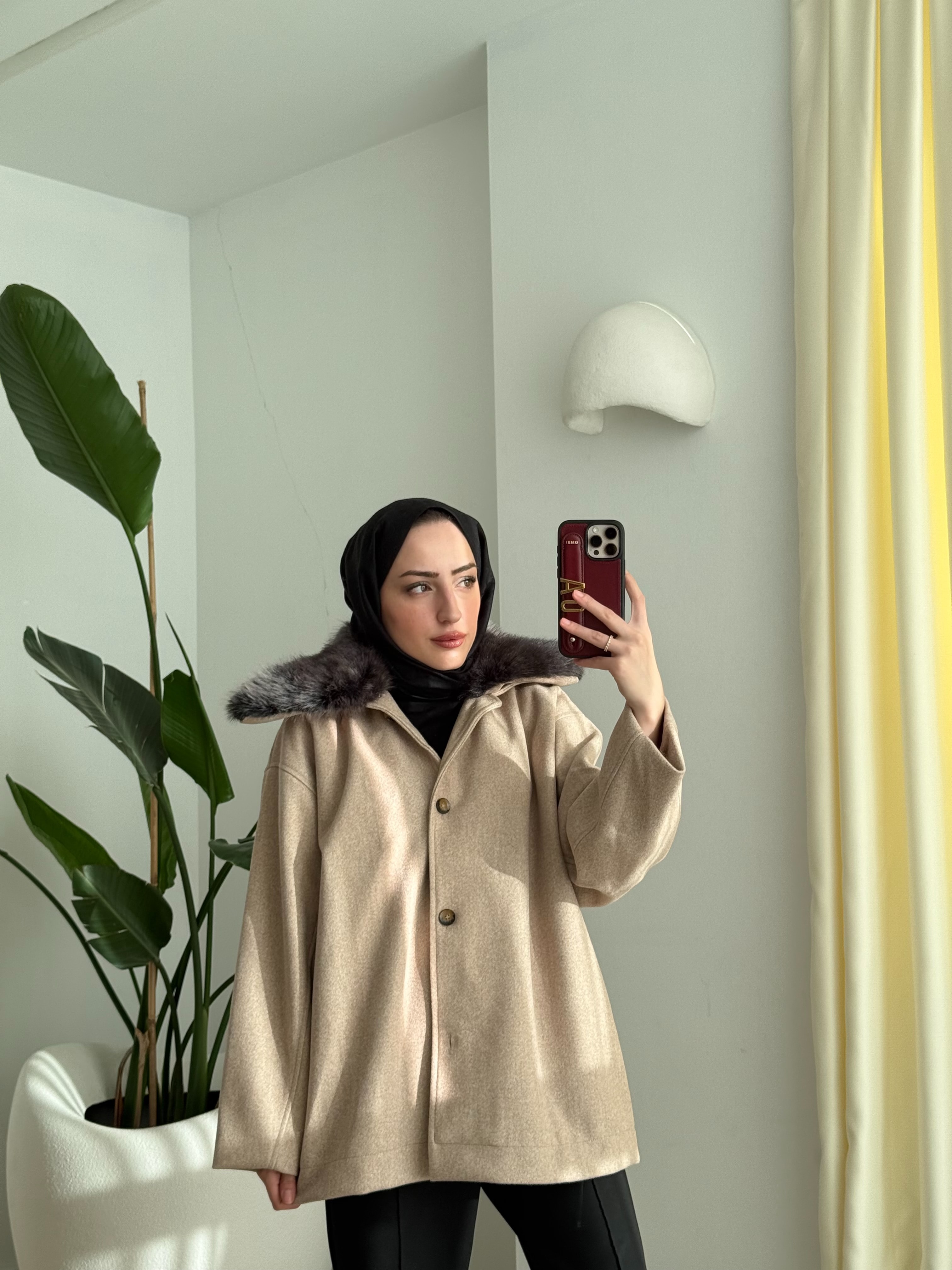 Kaşe Kürklü Kaban Vizon