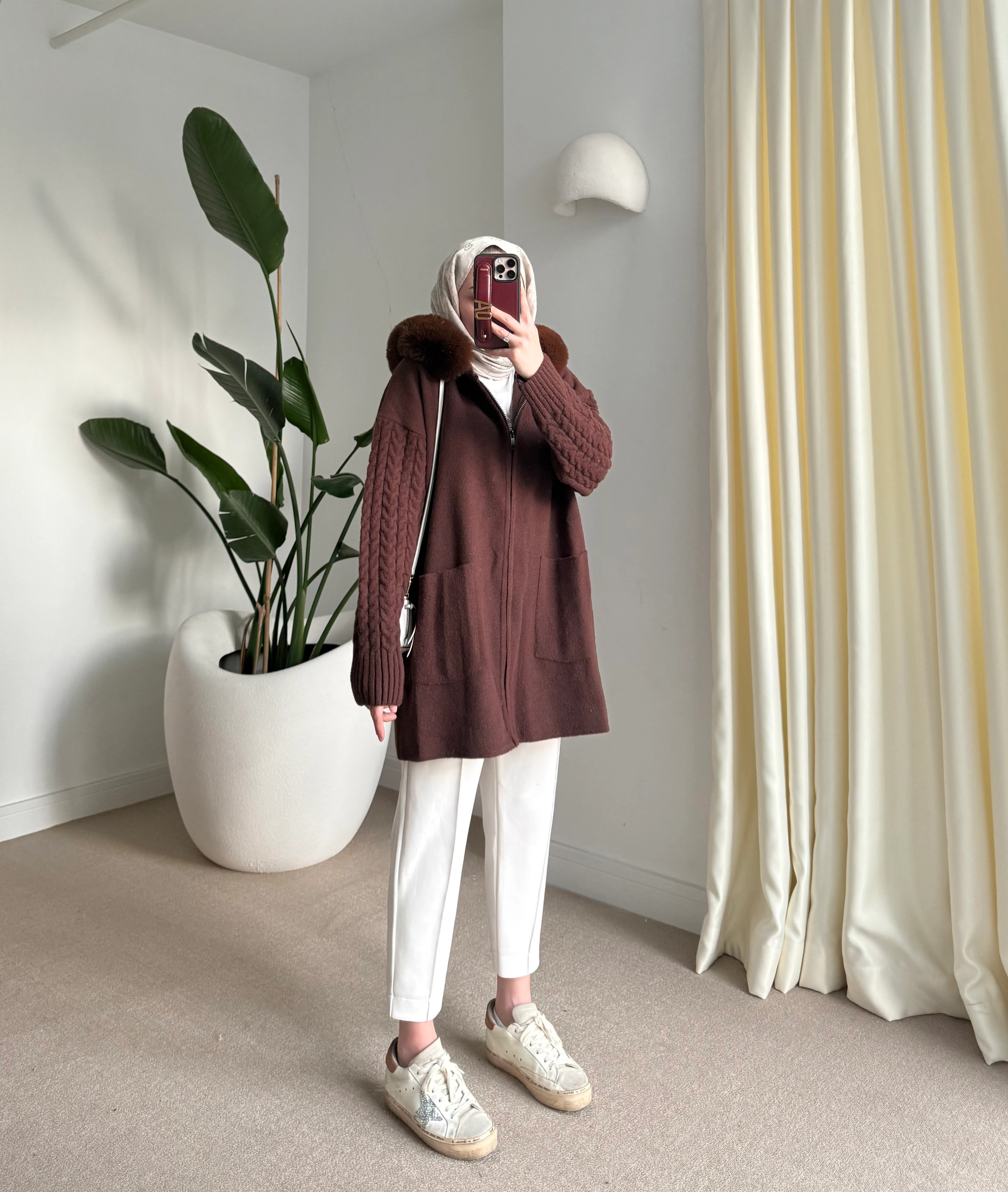 Kürklü hırka Kahve