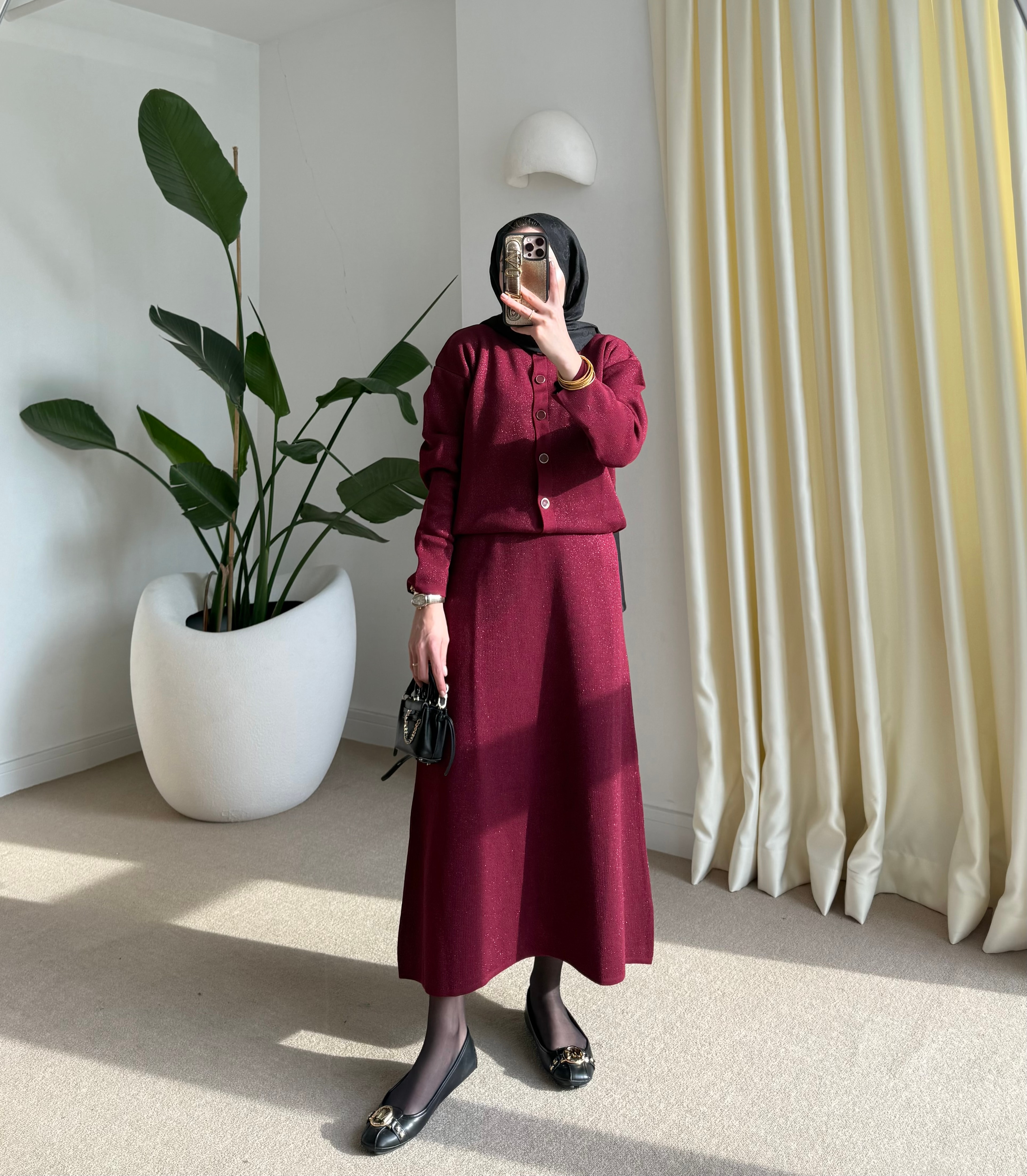 Simli Etekli Takım siyah