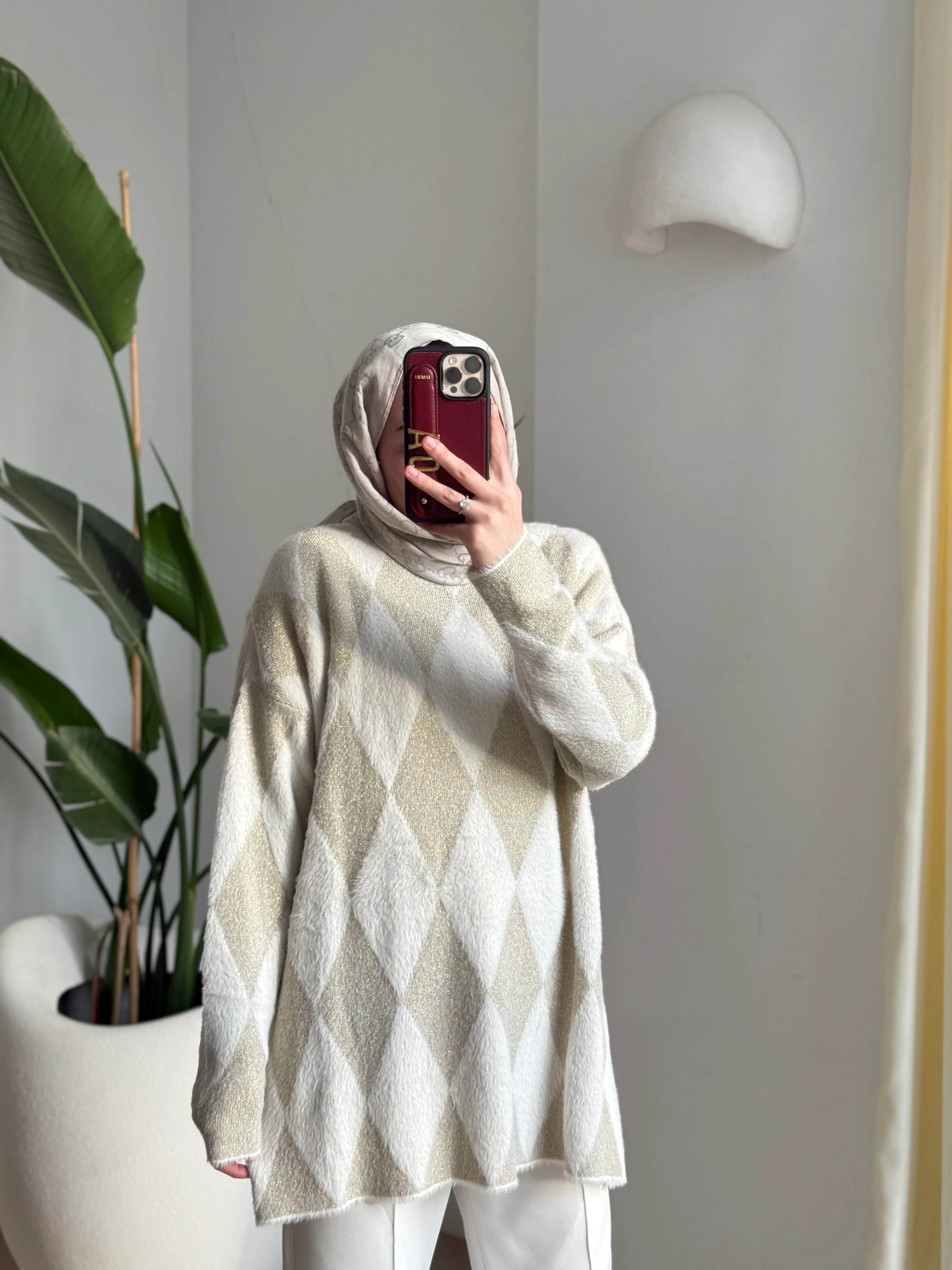 Angora baklava kazak Ekru 