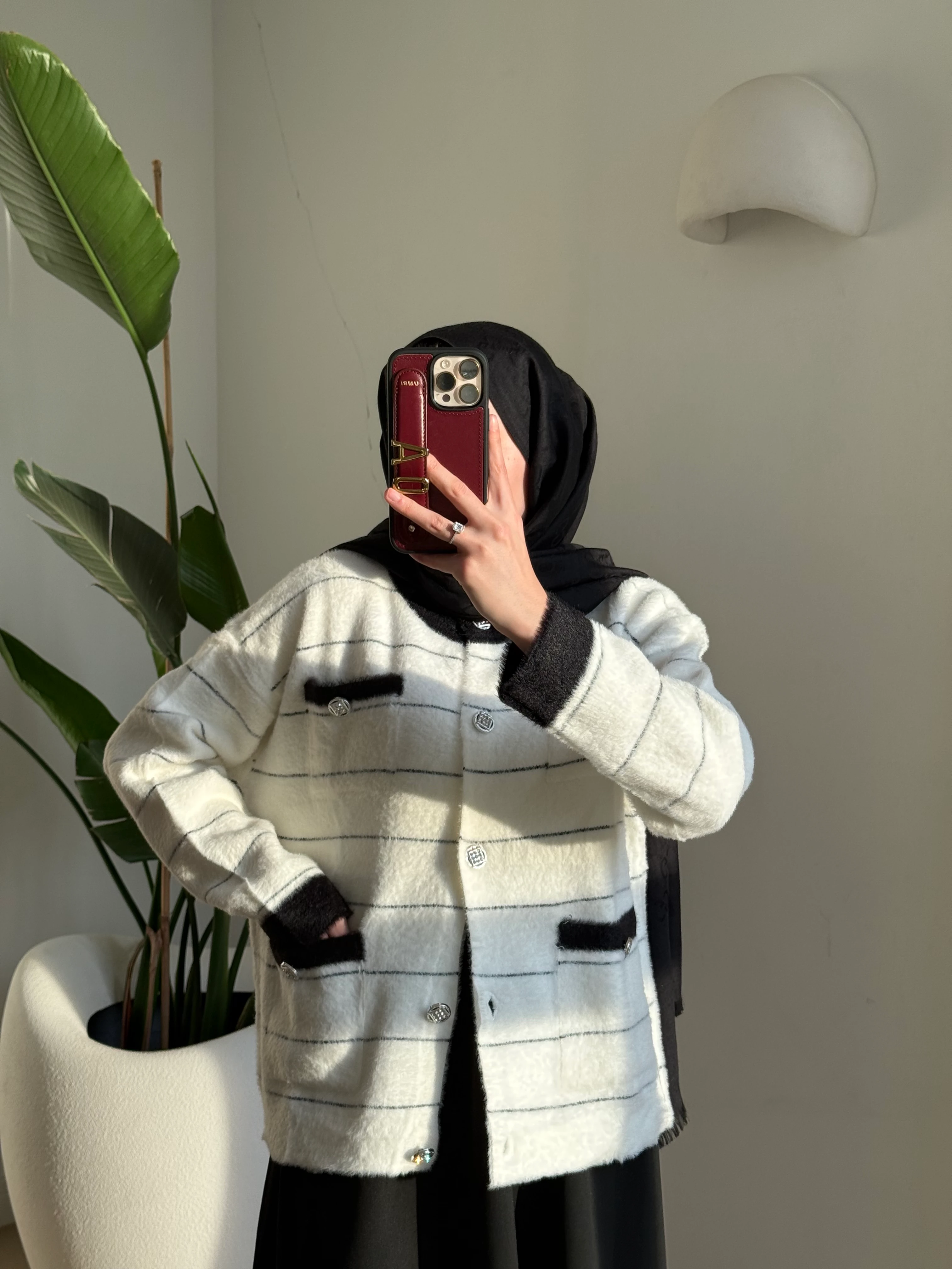 Çizgili angora hırka