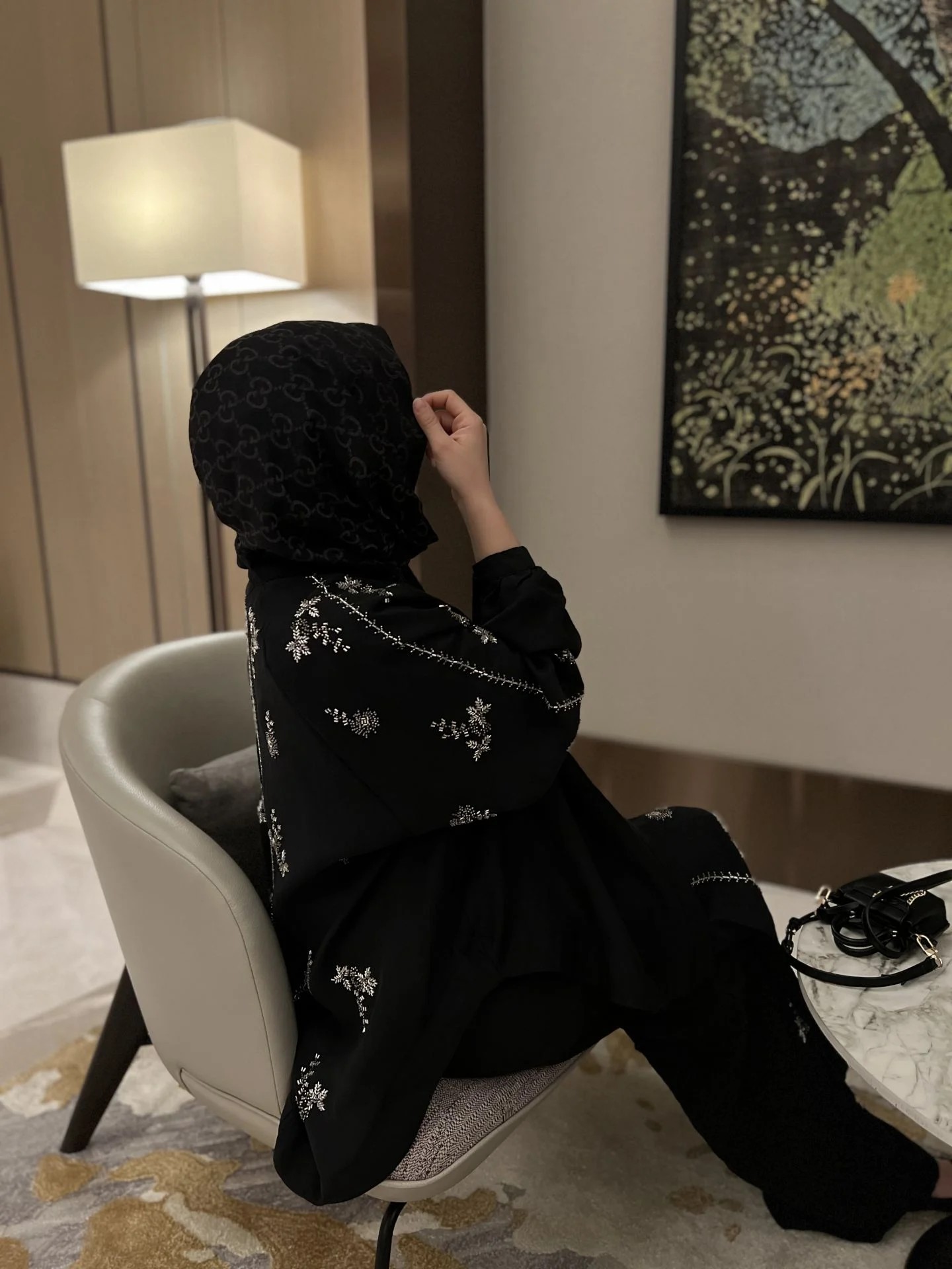 İşlemeli kimono siyah 