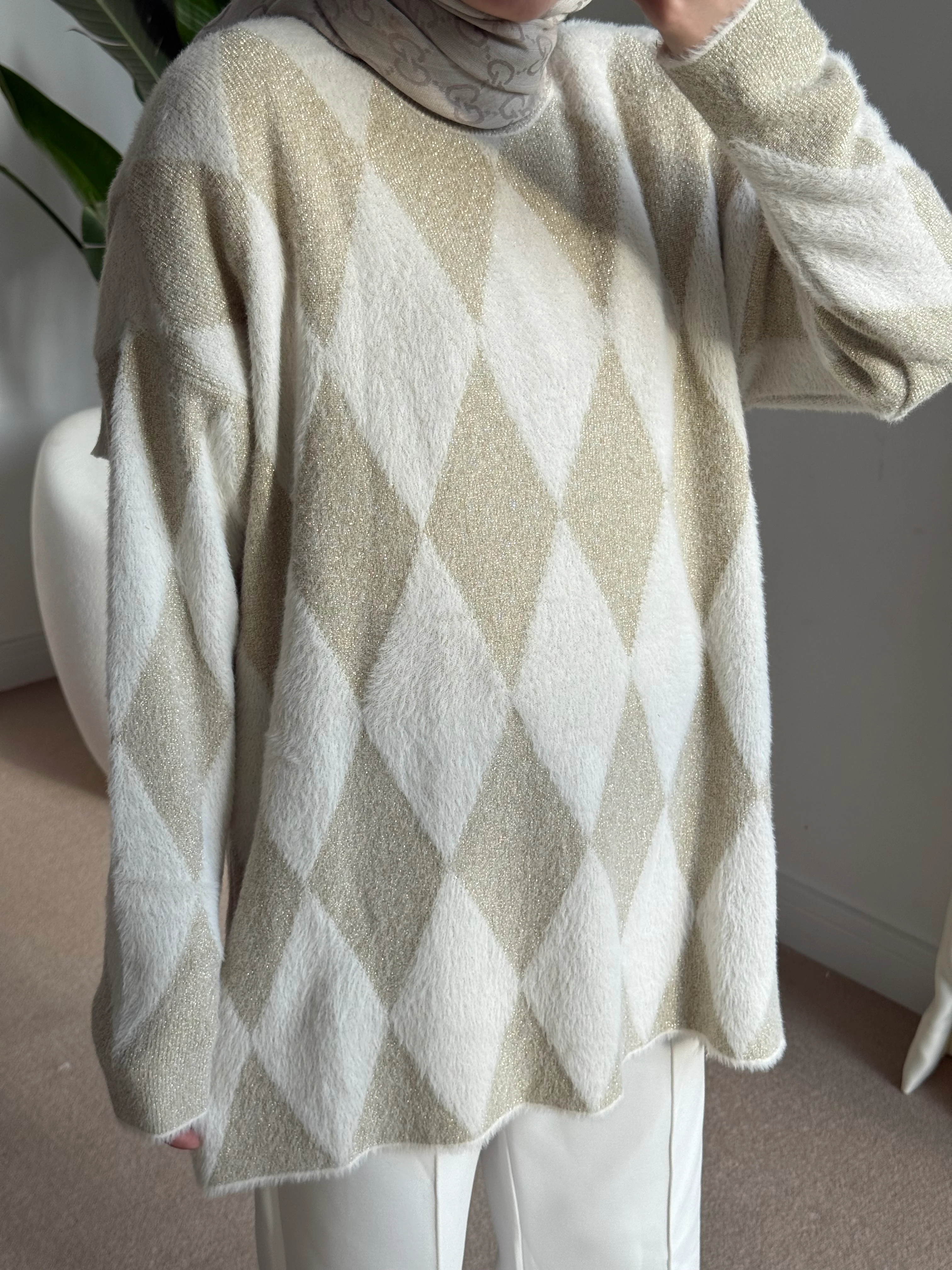 Angora baklava kazak Ekru 