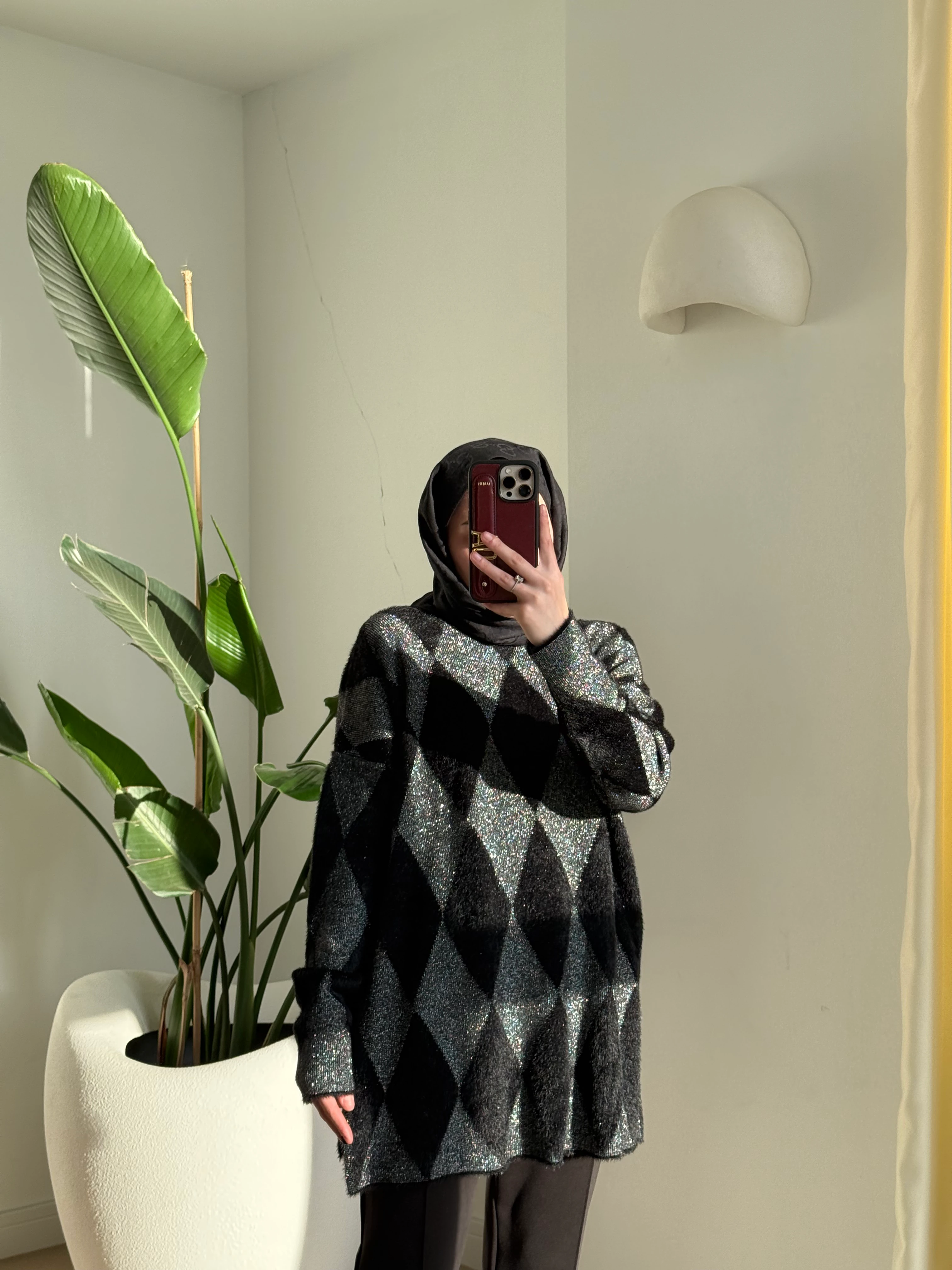 Angora baklava kazak siyah