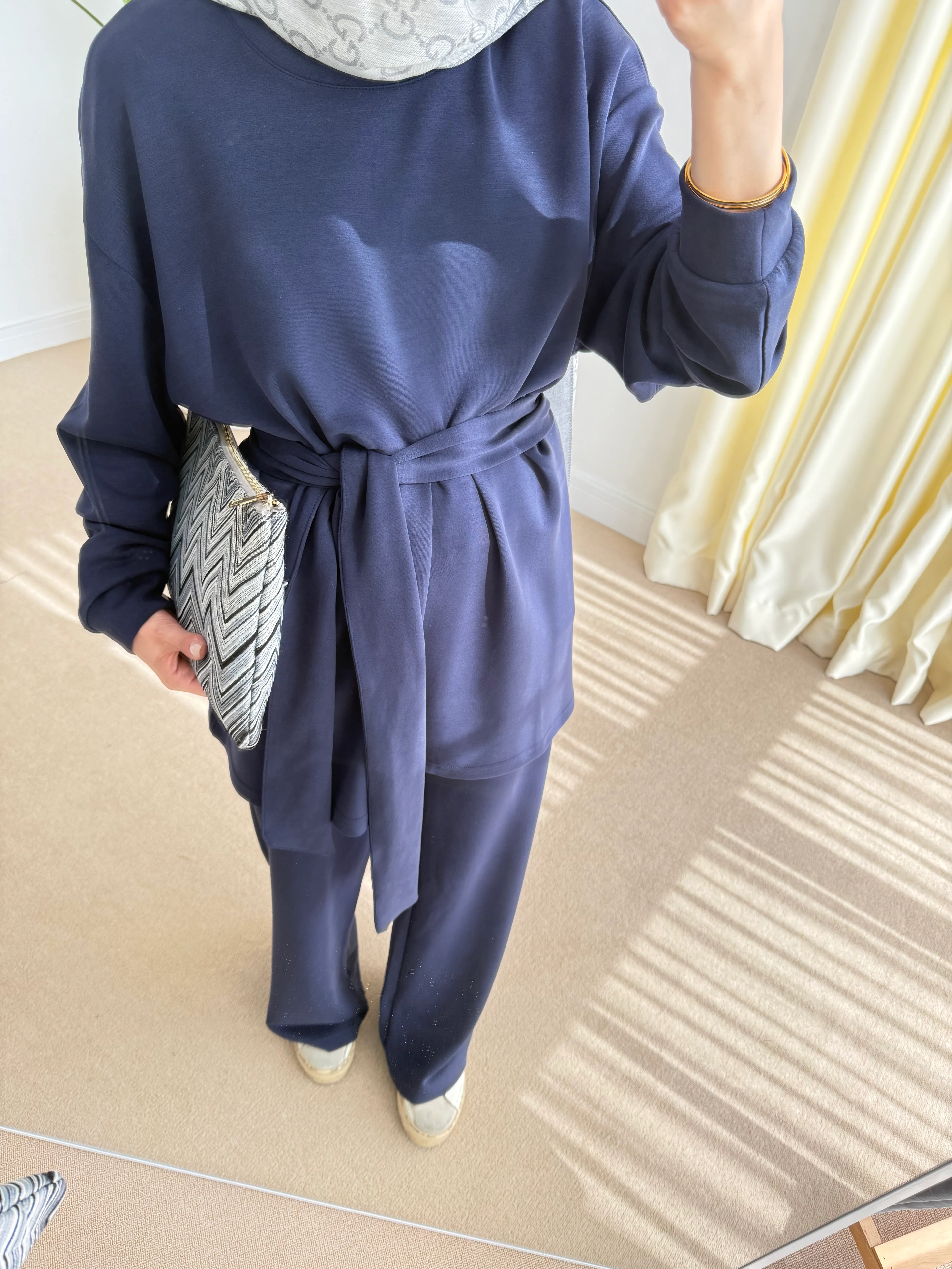 Kuşaklı Modal Takım Lacivert