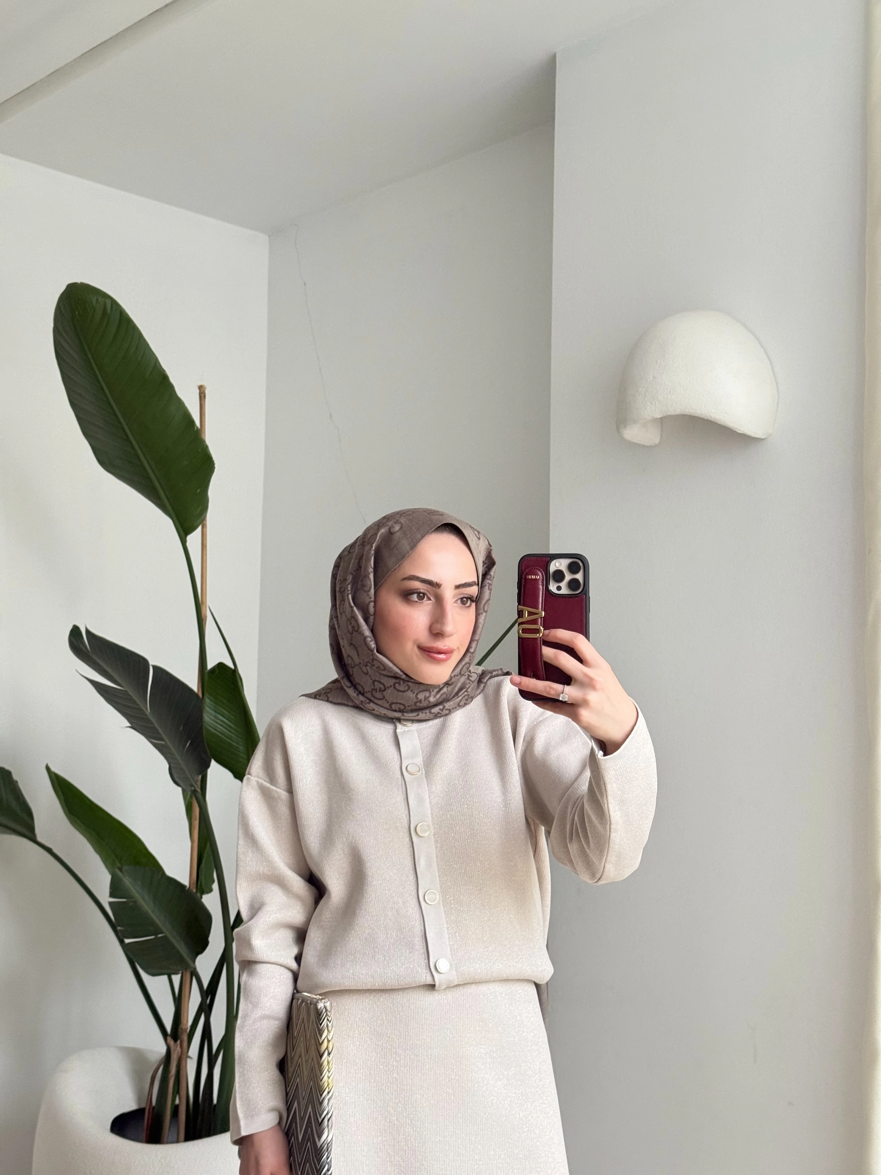 Simli Etekli Takım Krem