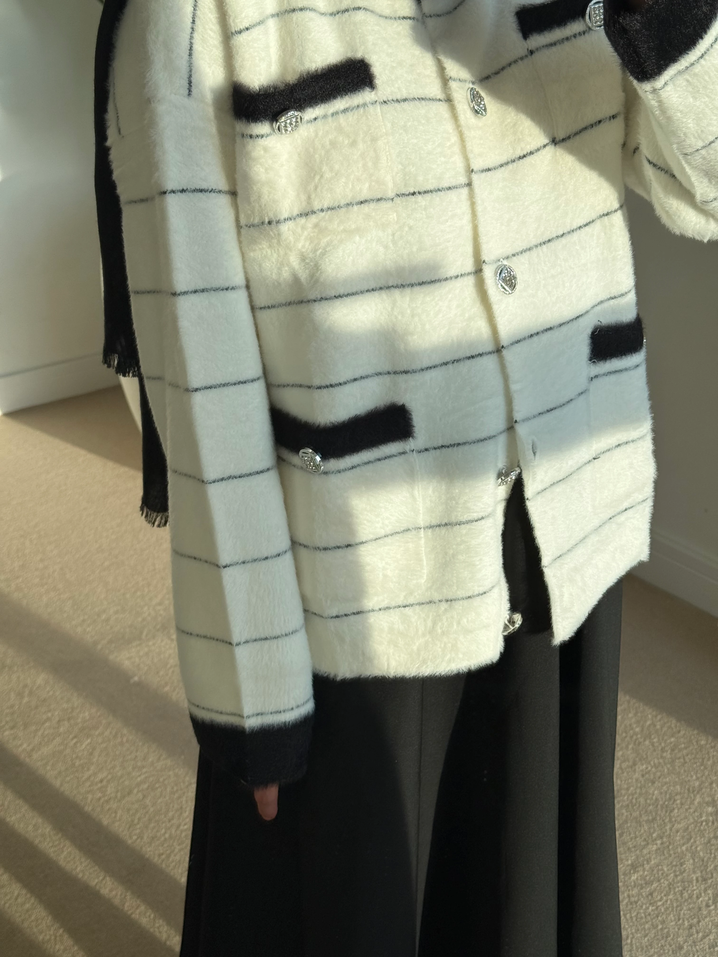 Çizgili angora hırka