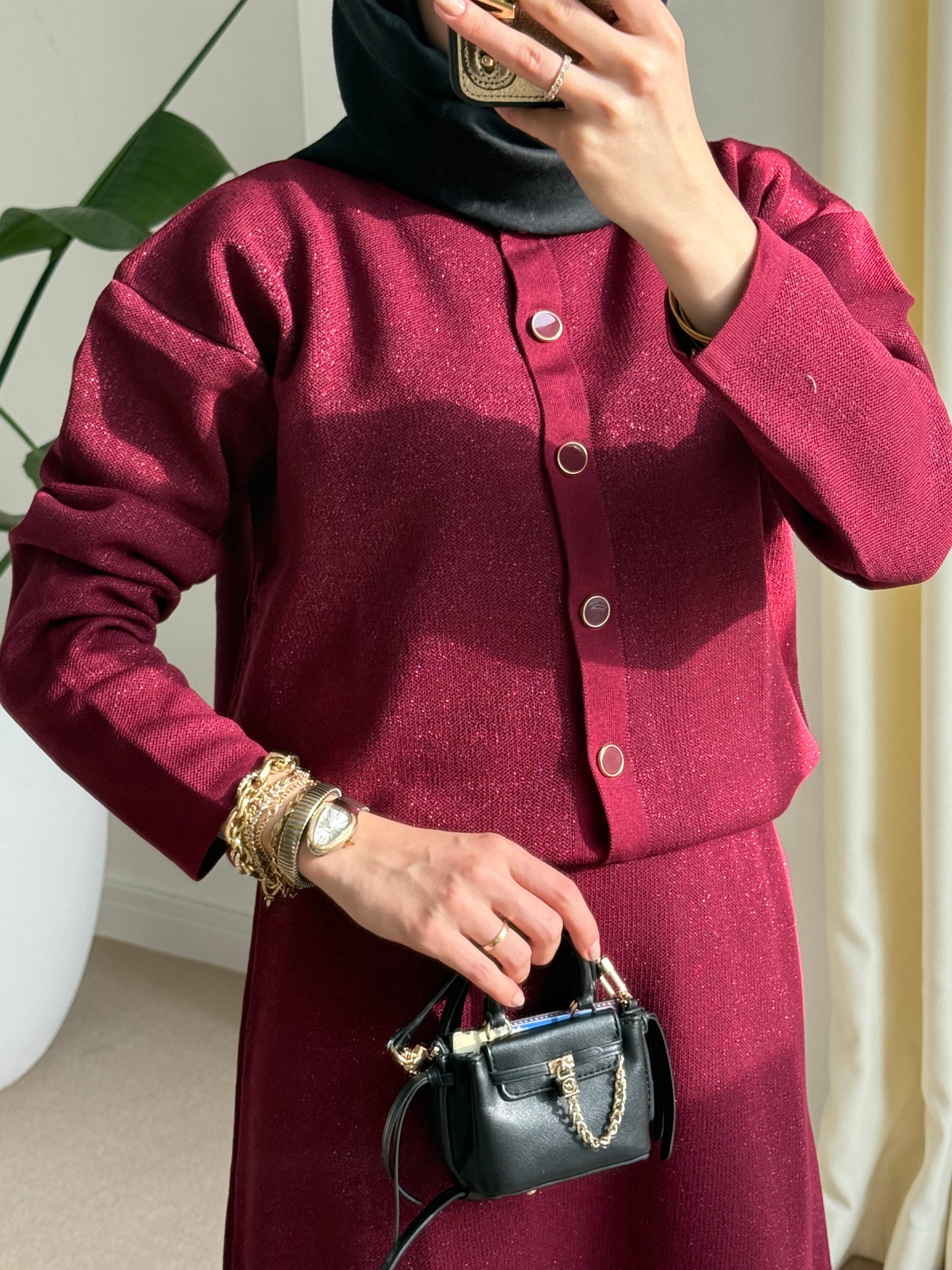 Simli Etekli Takım siyah