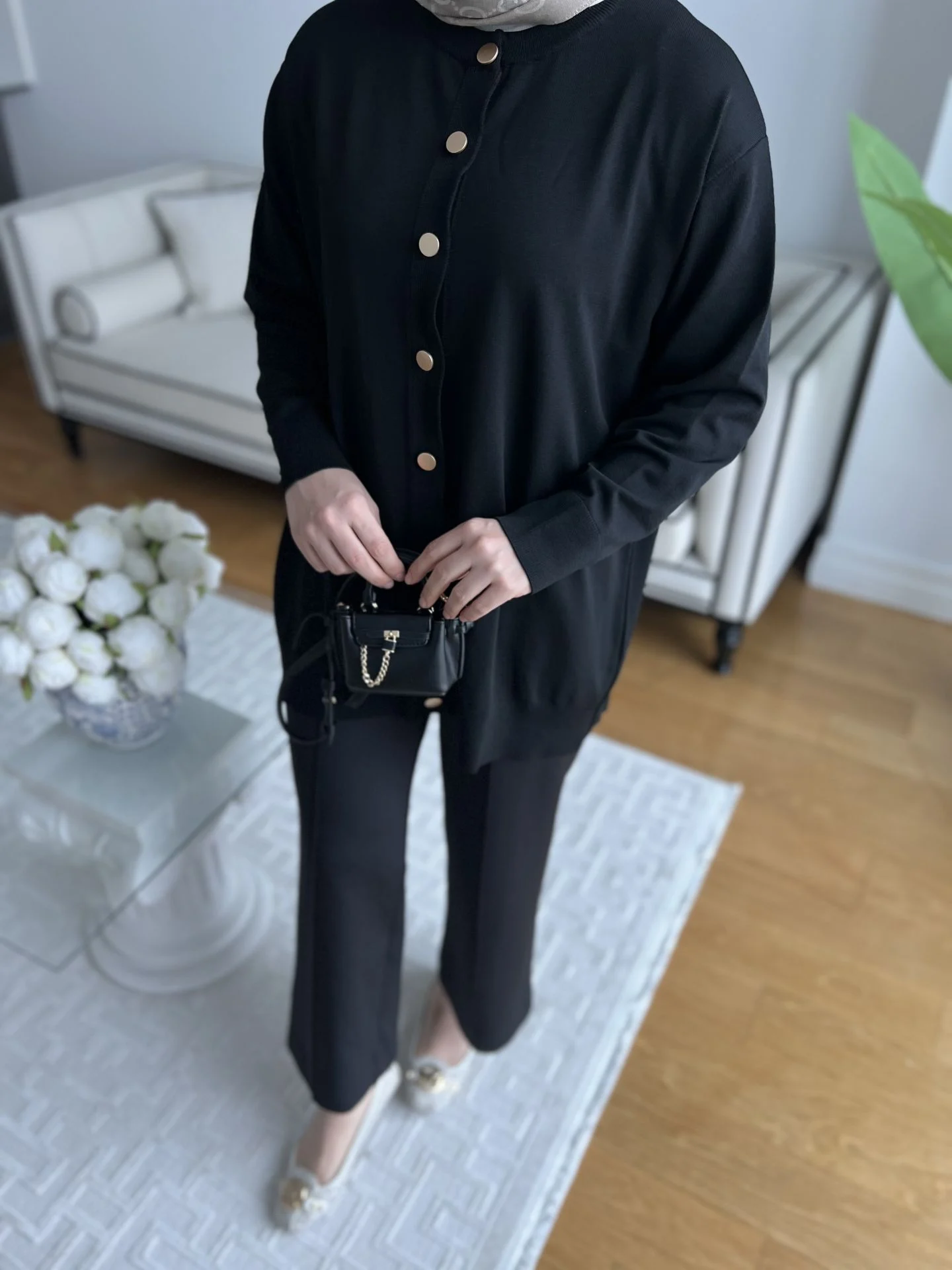 Merserize hırka siyah