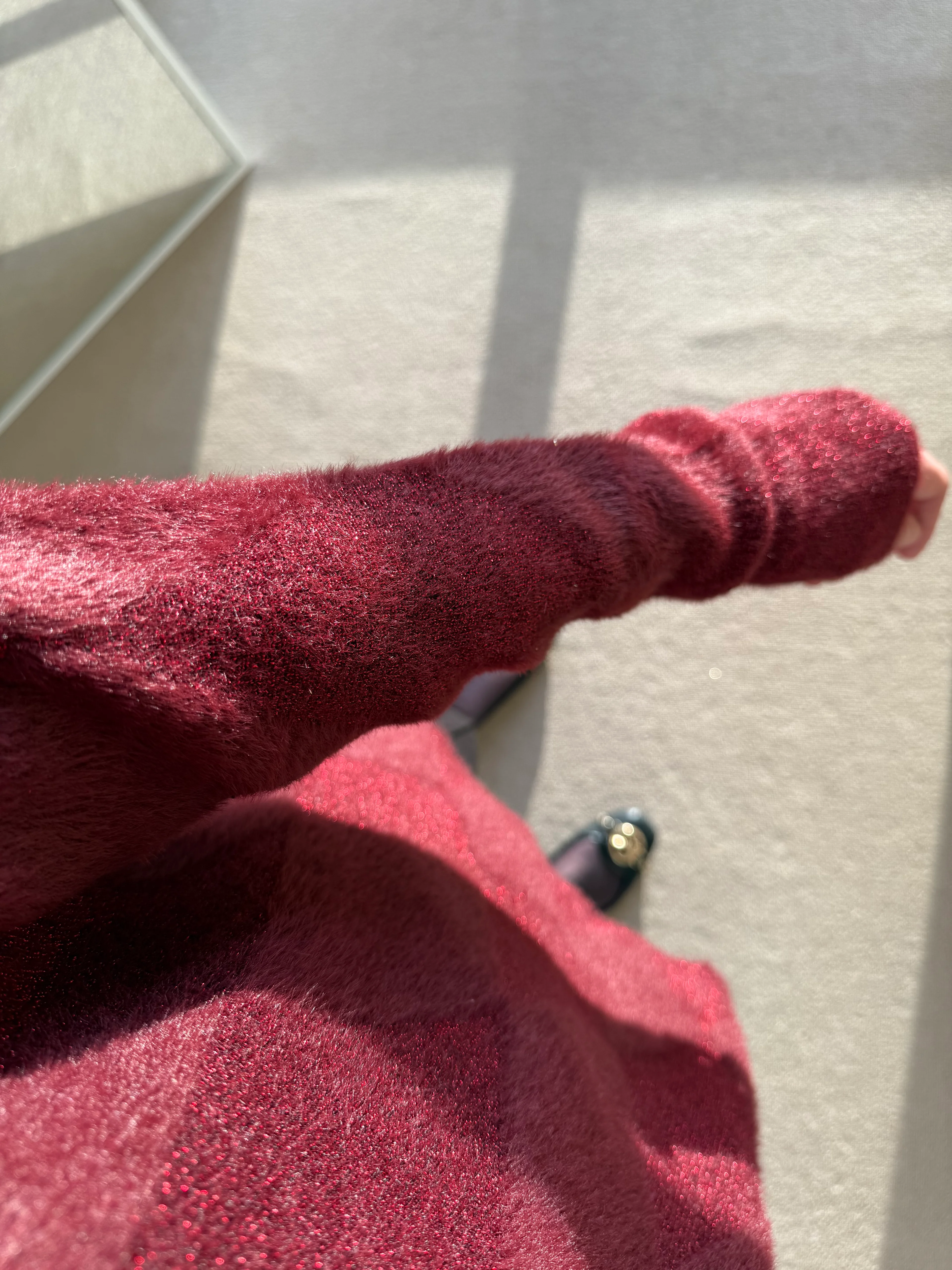 Angora baklava kazak bordo