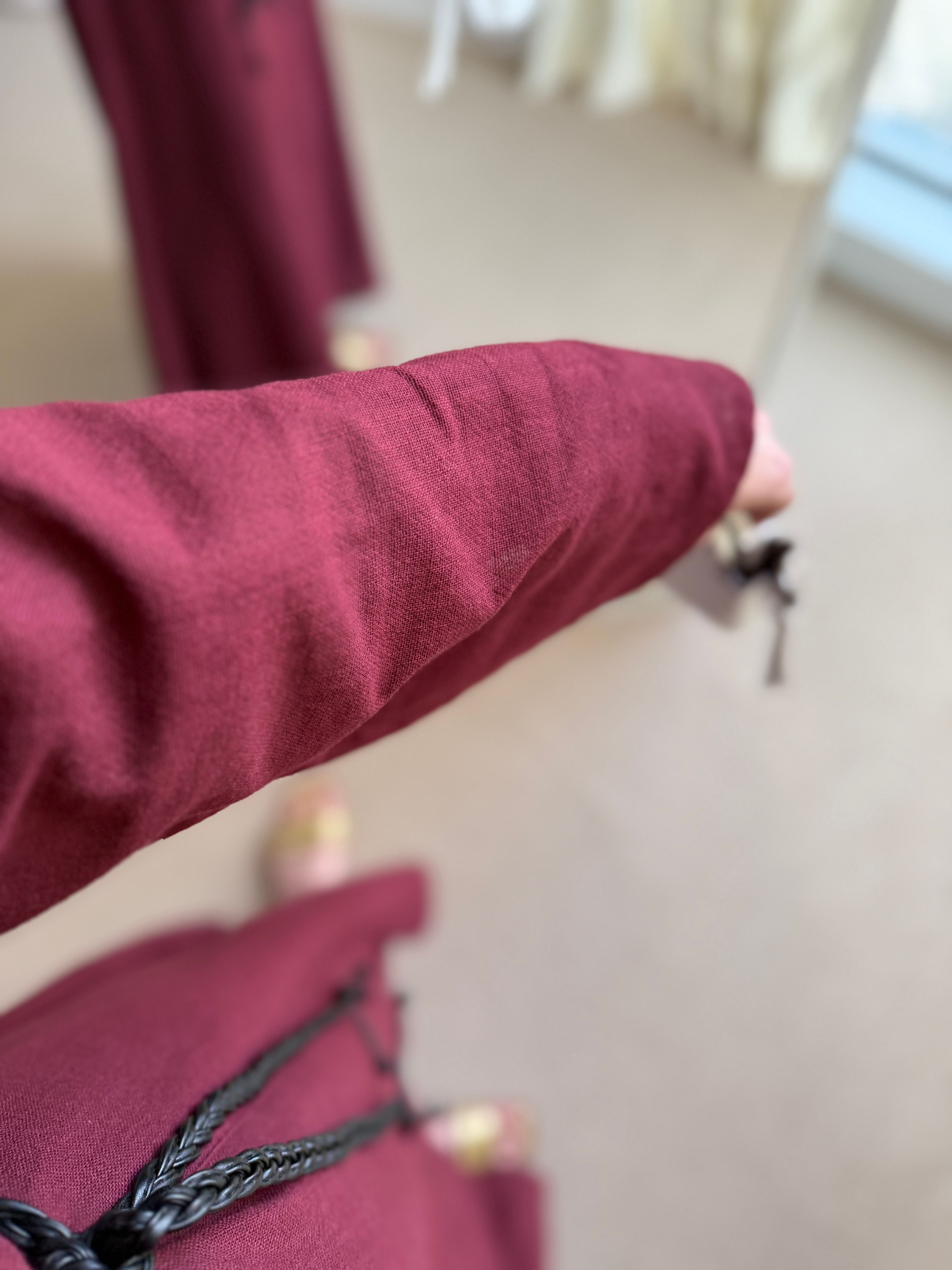 Keten elbise bordo 