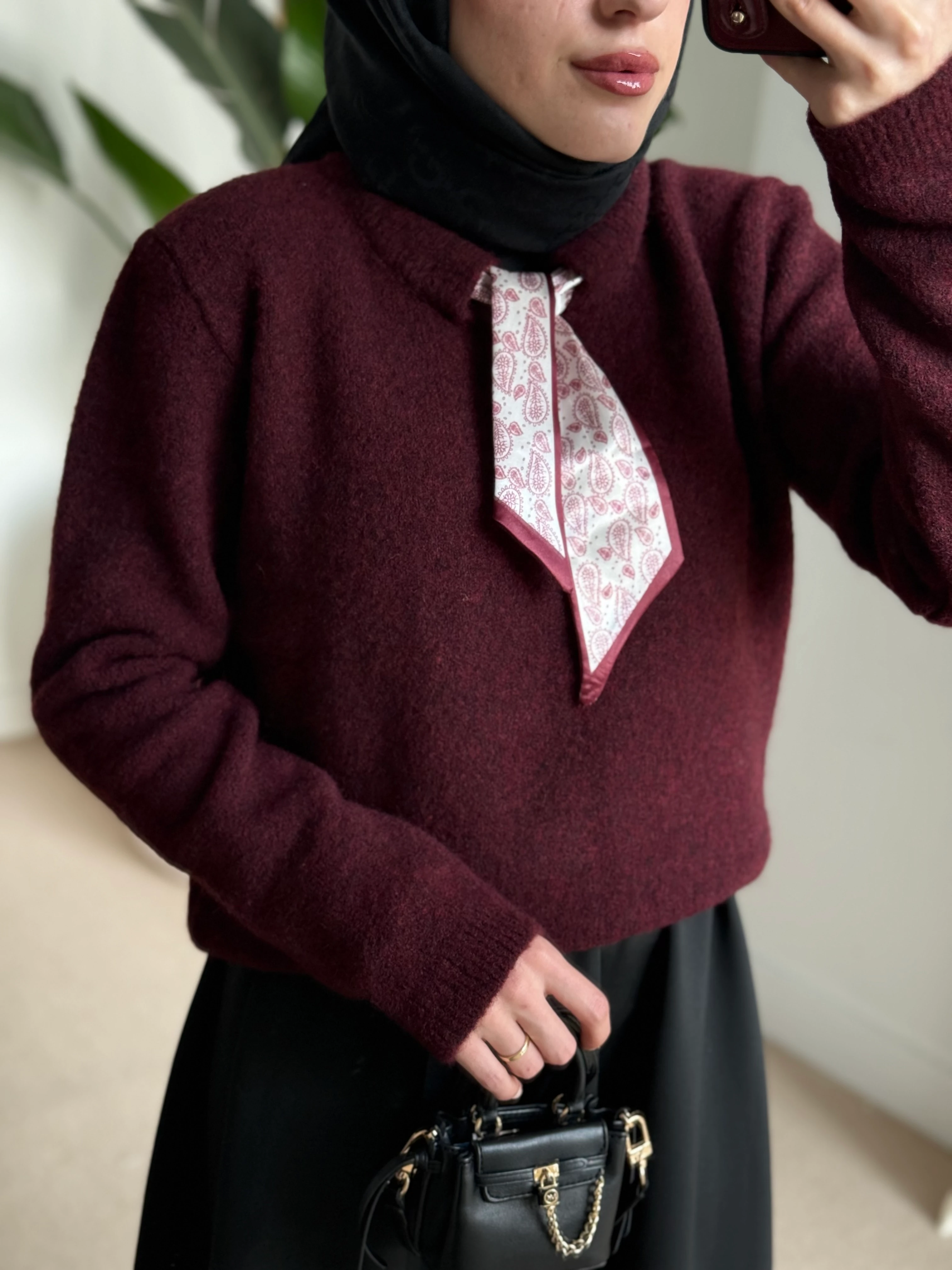 Fularlı Kazak Bordo 