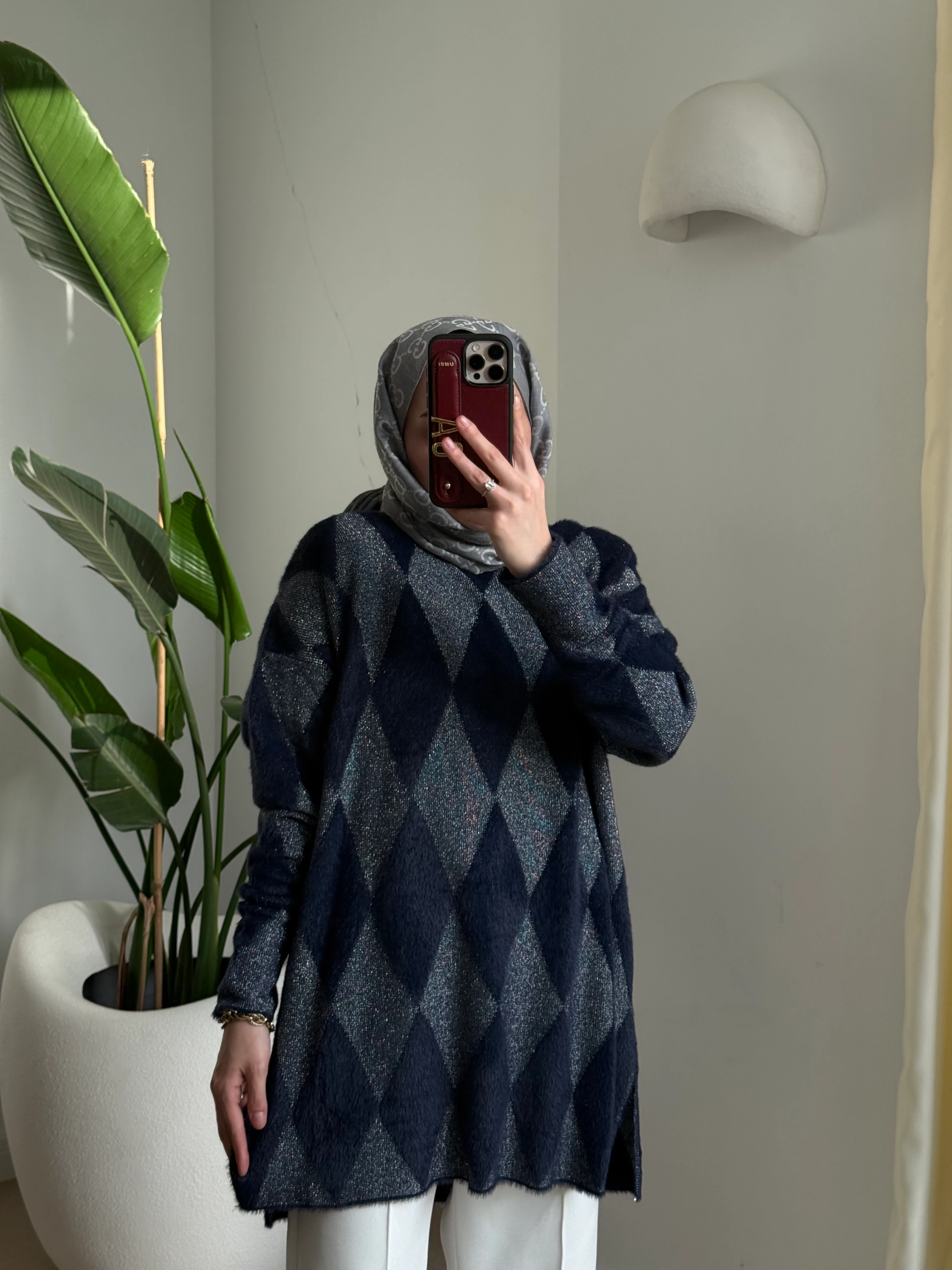 Angora baklava kazak lacivert 