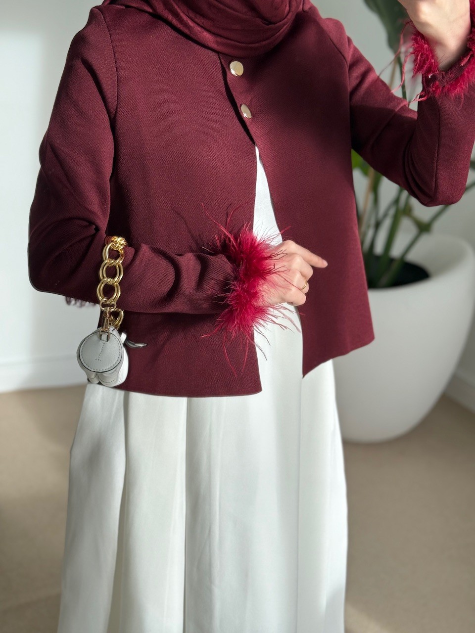 Lora hırka bordo 