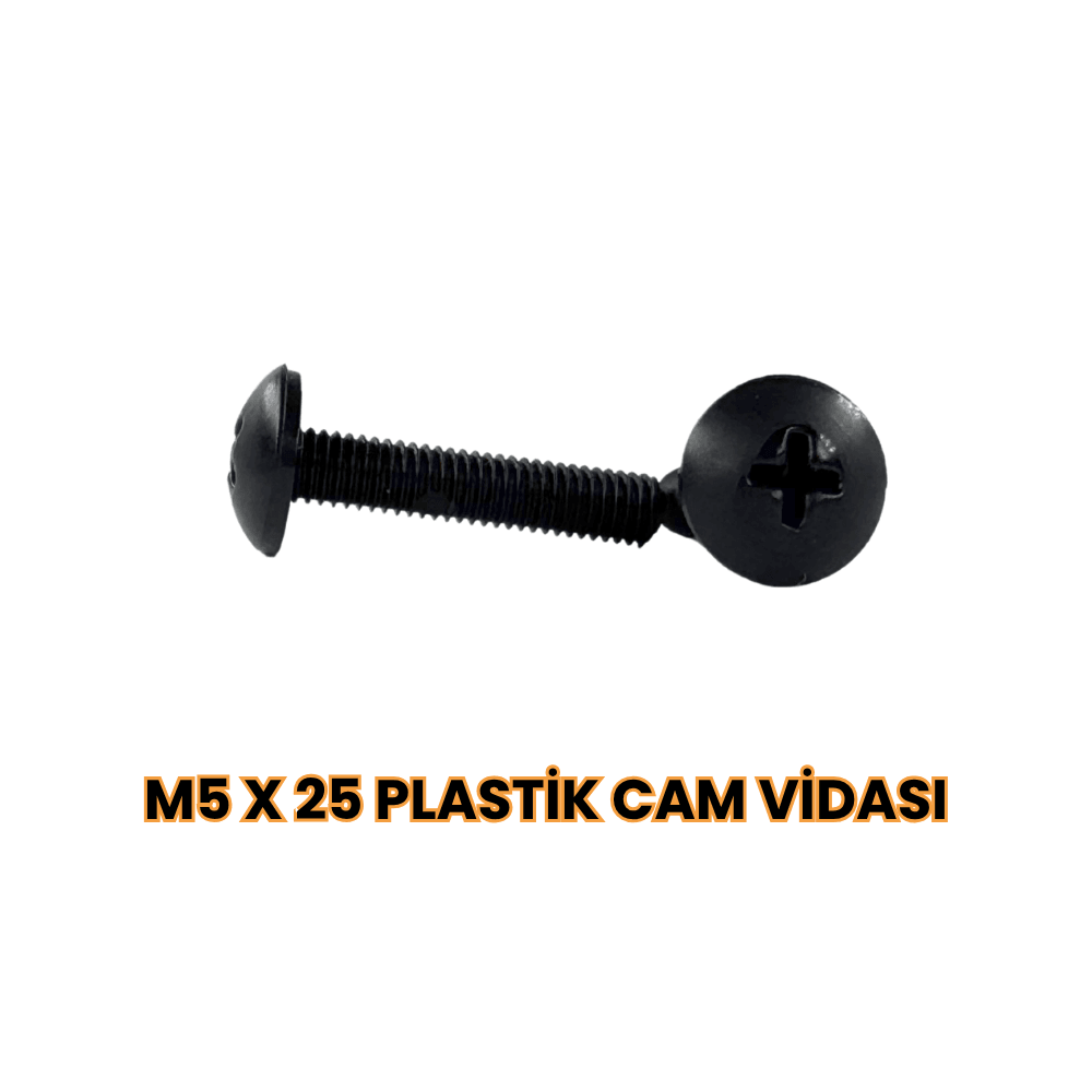 M5 x 25 Plastik Cam Vidası | 50’li Toptan Paket