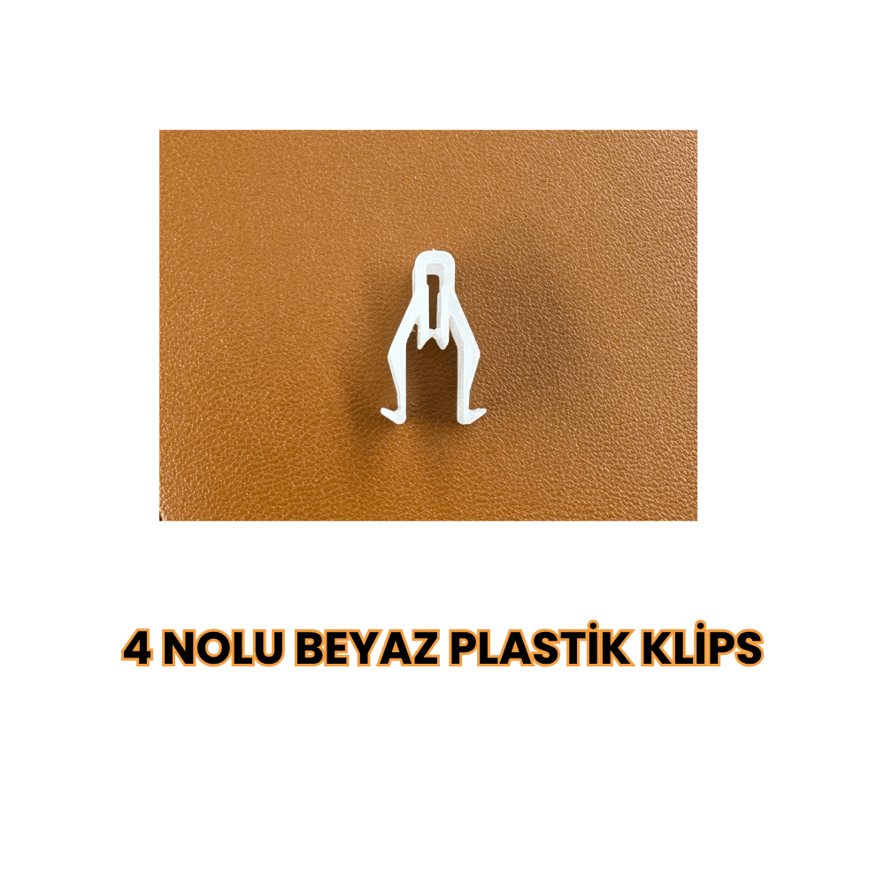 4 Nolu Beyaz Plastik Klips | Universal Sabitleme Klipsi | 100’lü Toptan Paket