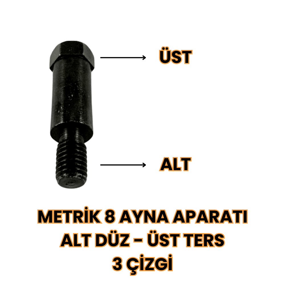 METRİK 8 AYNA APARATI ALT DÜZ - ÜST TERS 3 ÇİZGİ 10'LU PAKET