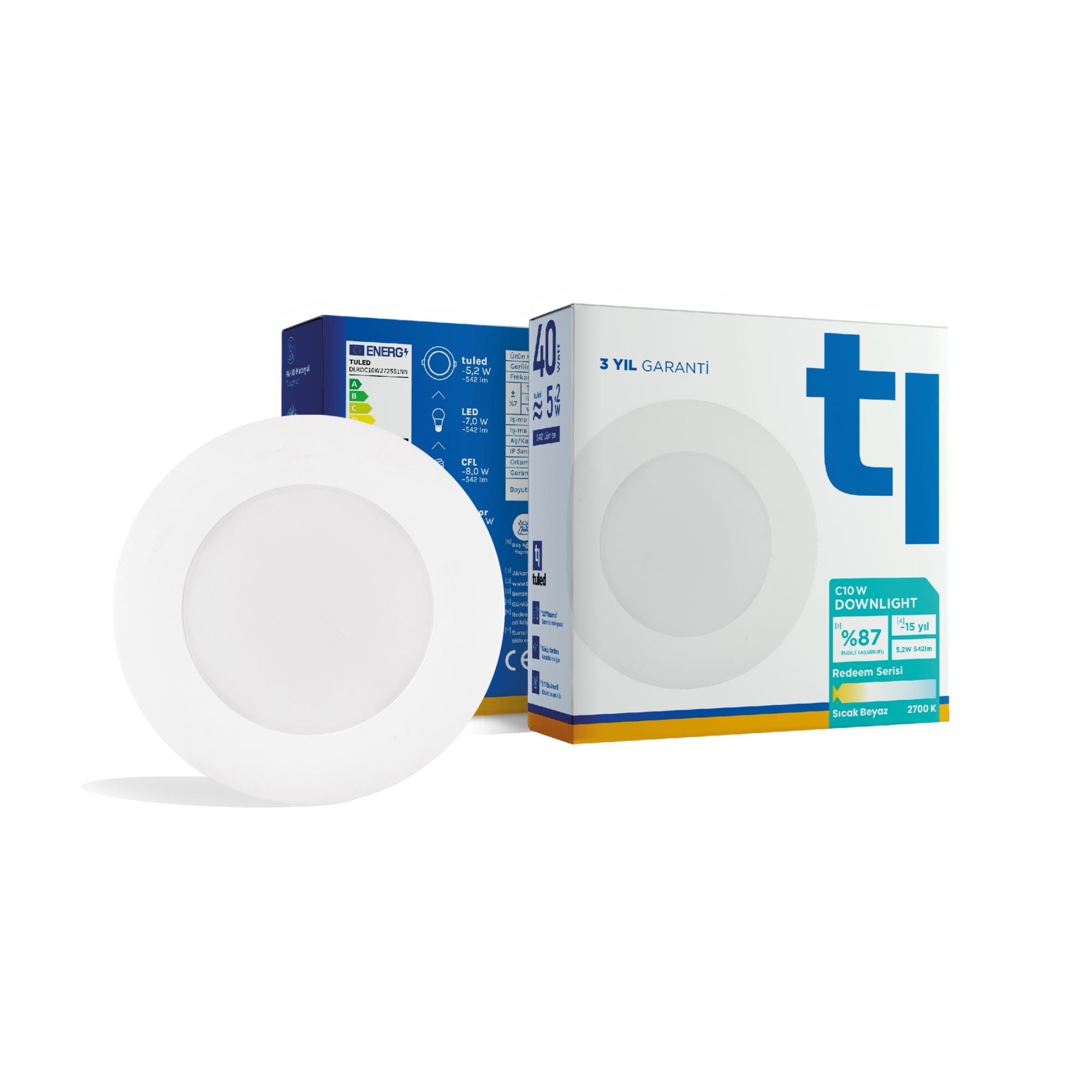 Tuled Redeem C10W Downlight, Titreşimsiz, Göz Konforu, Tekli
